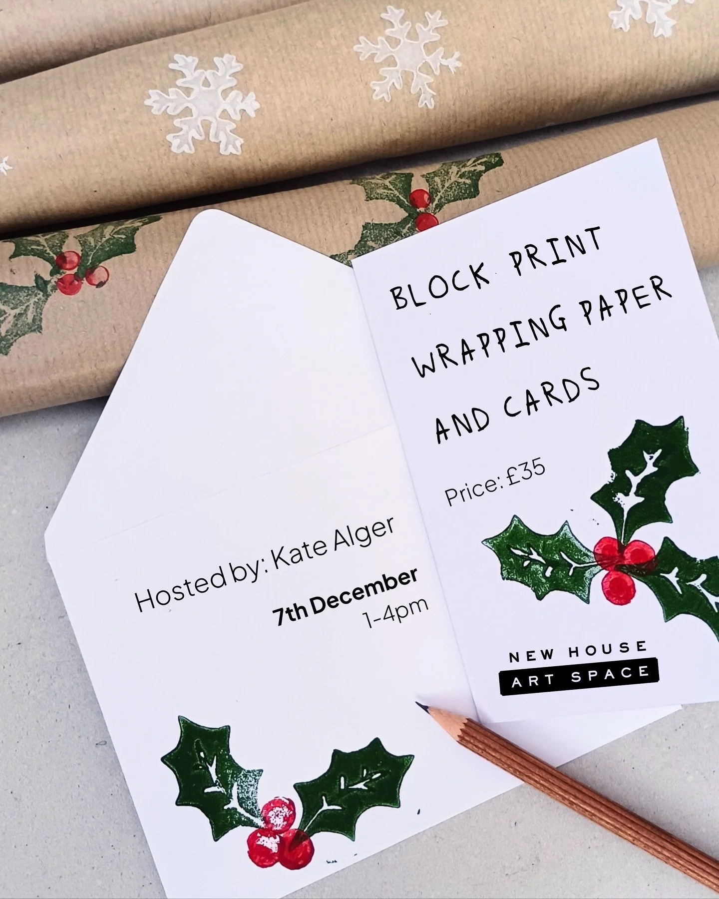 🎁✨ Design &amp; Print Your Own Wrapping Paper and Cards 🗓️ Saturday 7 December, 1&ndash;4pm 💷 &pound;35 (all materials included)

This year, make it personal! 💌
 Join award-winning local artist-printmaker Kate Alger for a fun, creative afternoon 