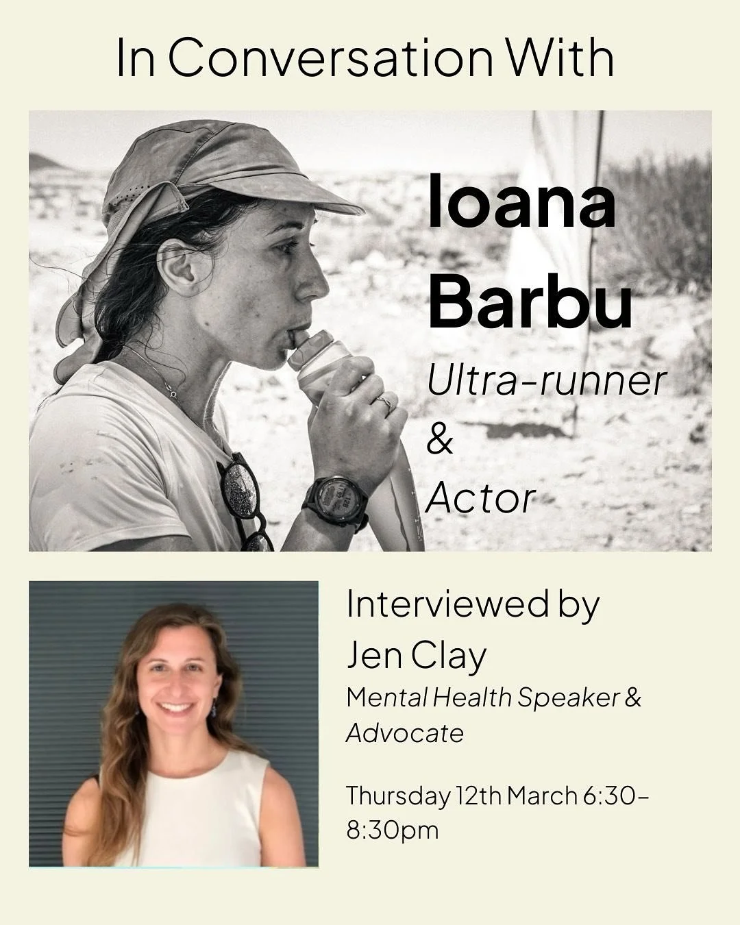 In Conversation with Ioana Barbu and Jen Clay. 

We&rsquo;re honoured to welcome Ioana Barbu, an ultra-runner and actor whose fearless spirit and boundary-breaking endurance achievements exemplify strength, resilience, and creativity. Having taken on