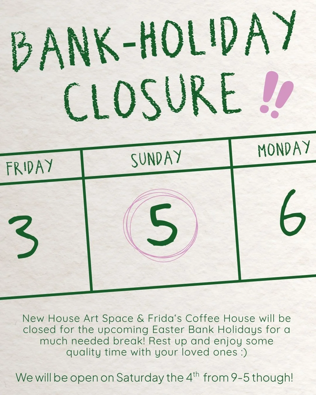 A friendly reminder Frida&rsquo;s Coffee House is closed today and tomorrow (Mon 6th) but we&rsquo;ll be back to our regular hours from Tuesday. 

 #coffeemug #easter #guildford #surrey