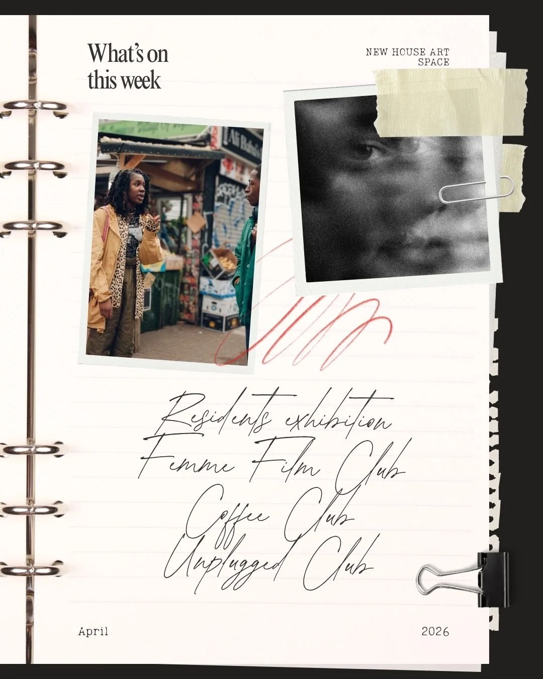 Come check out our latest exhibition featuring some of our residents incredible work: photography, painting, jewellery and sculpture. Femme Film Club are back this Tues with a screening of indie rom-com Rye Lane; and this Sunday Guildford Coffee Club