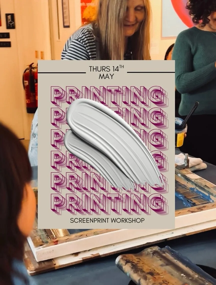 A gentle evening of screenprinting with @julemallett 
.
Snippets from tonight&rsquo;s session at, learning the art of the squeegee and the meditative joy of adding color to a fresh print.
.
#NewHouseArtSpace #ScreenprintingWorkshop #GuildfordArtists 