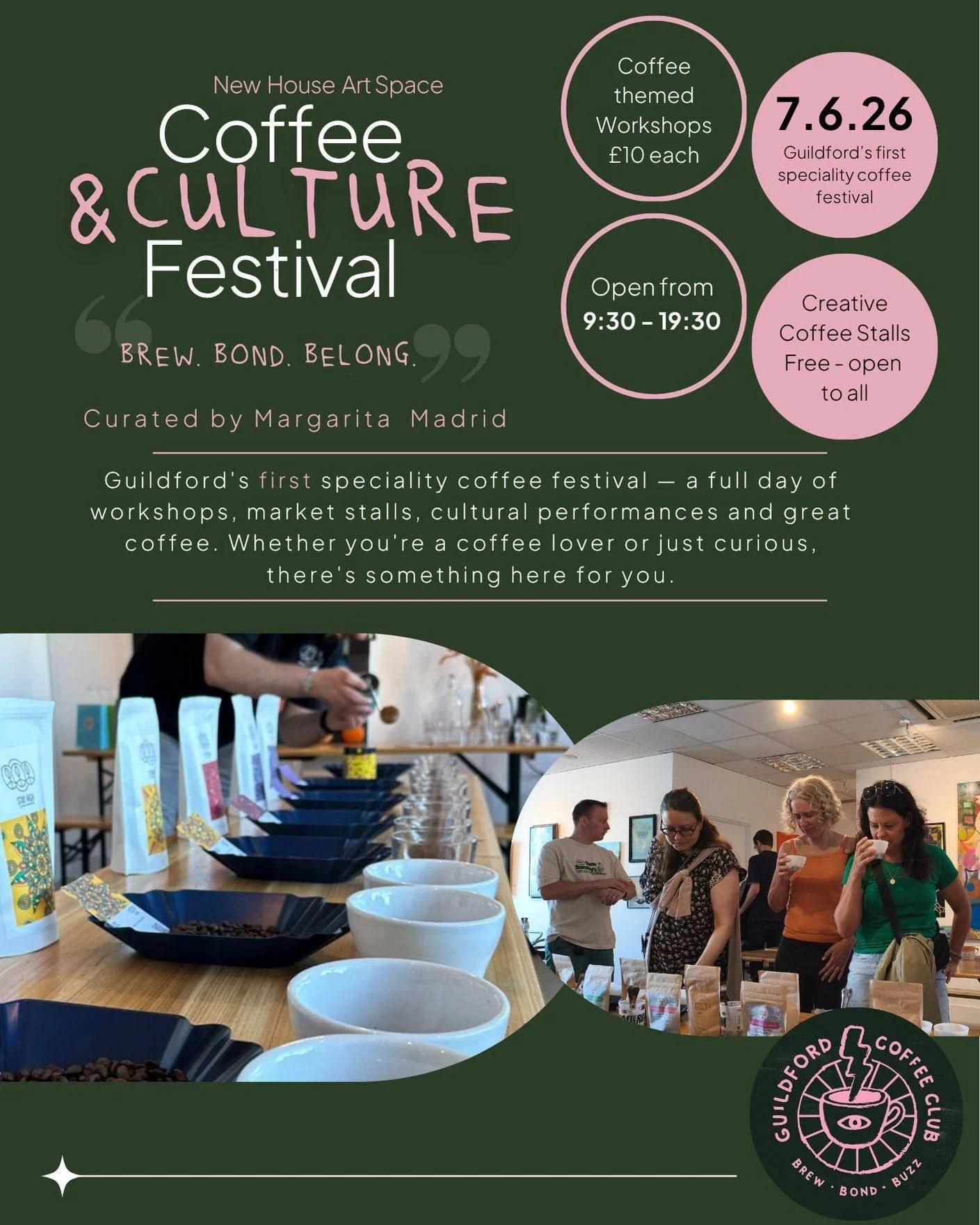 Guildford Coffee &amp; Culture festival is a celebration of independent roasters, artisan chocolate makers, and the cultures that enjoy them. Throughout the day there&rsquo;ll be workshops from Bean-to-Bar, Sabor Coffee, Cannon Roasters and more, Afr