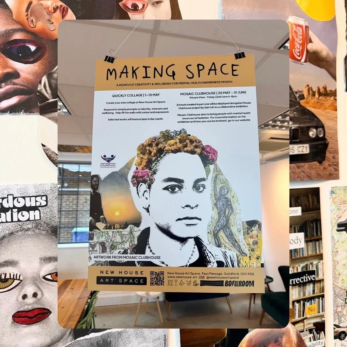 Join us tonight for the opening reception to photographer Sam Ivin&rsquo;s collaborative project with mental health charity, Mosaic Clubhouse. Come and see these expressive, insightful collaged photographic portraits; alongside the collages made duri