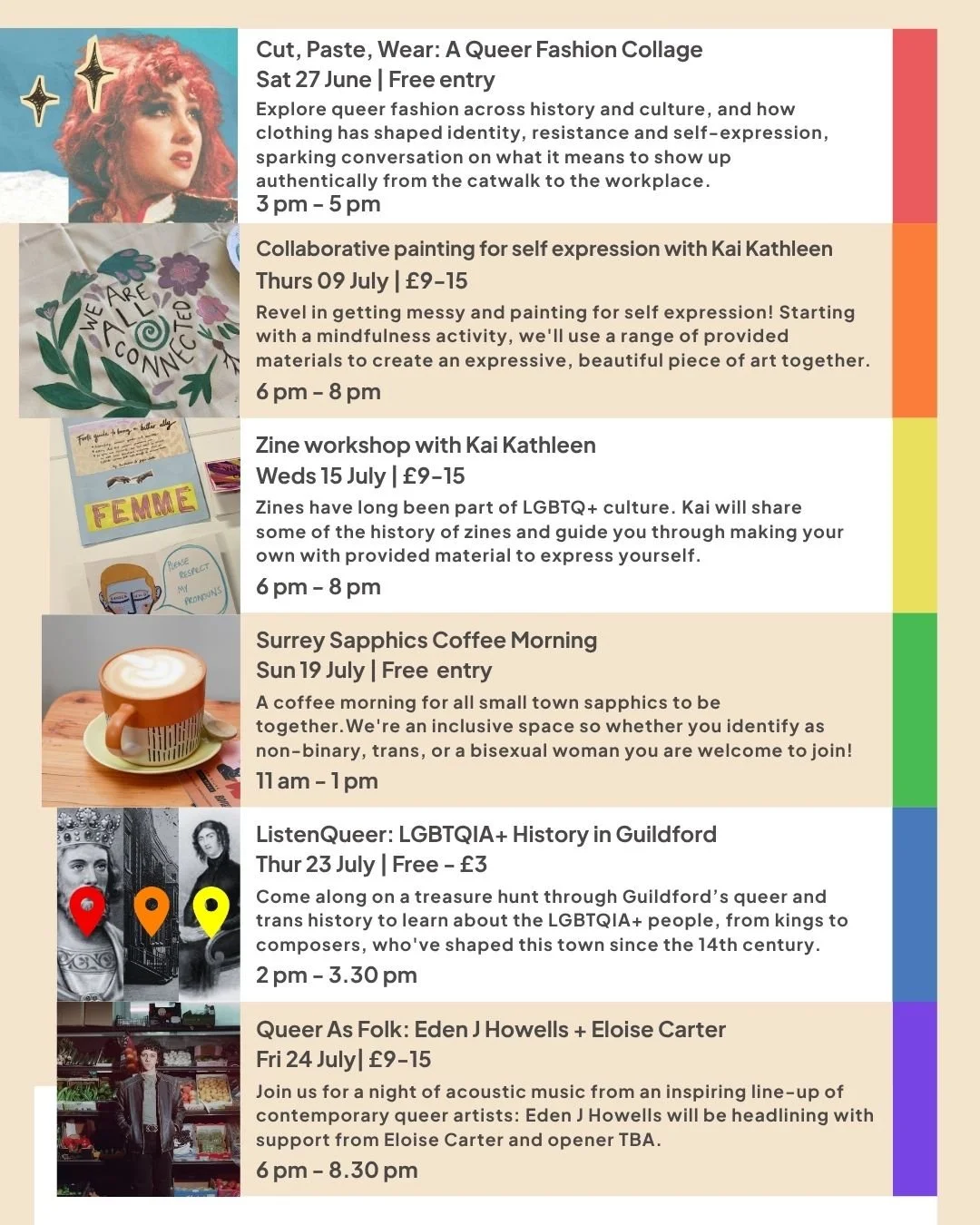 Come celebrate queer creative talent with us this PRIDE 🏳️&zwj;🌈 we&rsquo;ve got a bumper programme of workshops, walking tours and talk, collage, clothes swaps, live music, and group showcase exhibition, You Are Art curated with artist Kai Kathlee