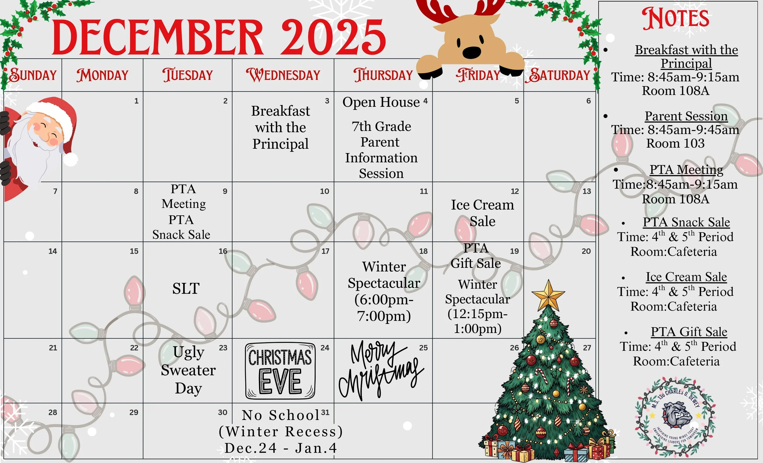 December 2025 - 2026 School Calenda