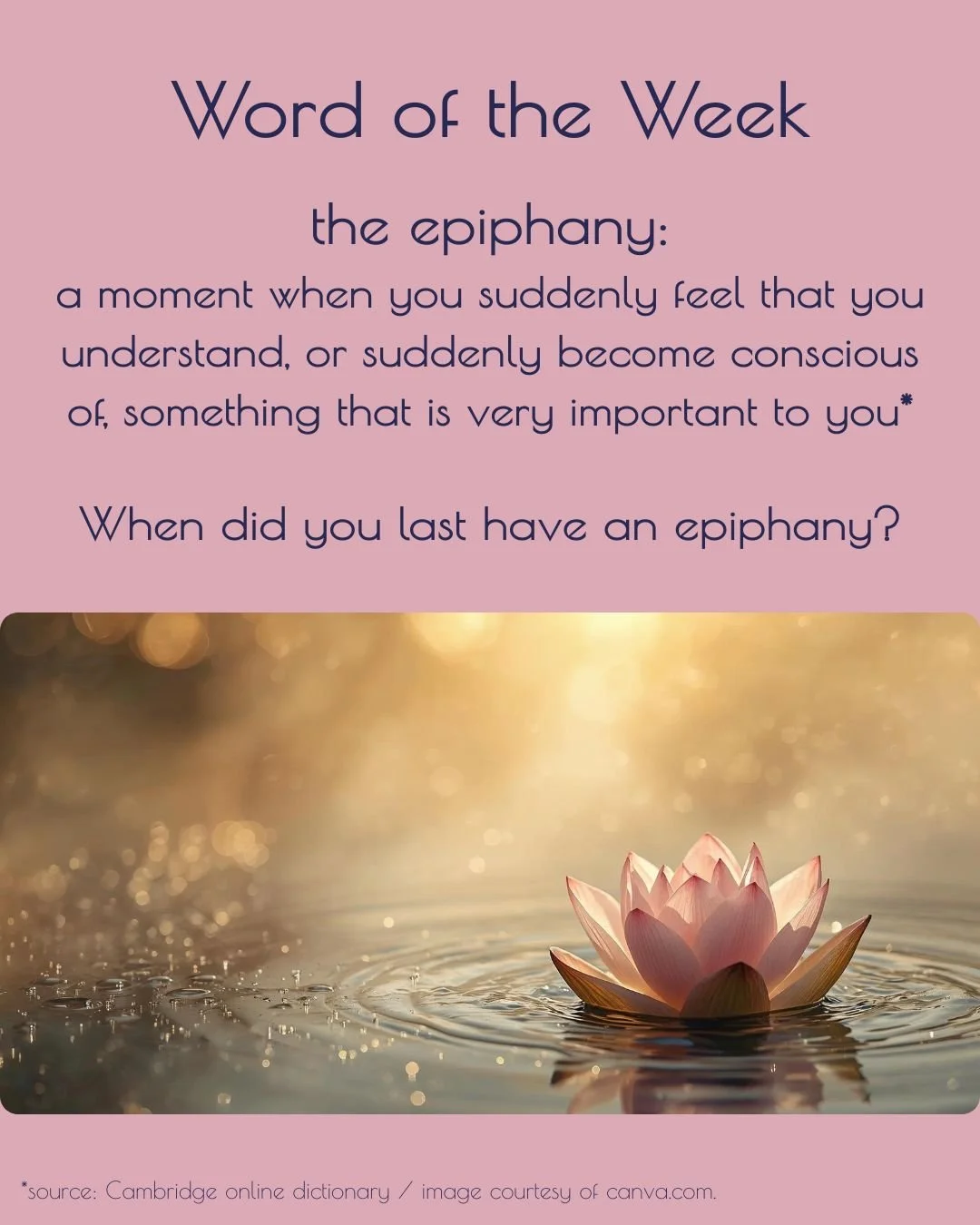 When did you last have an epiphany?