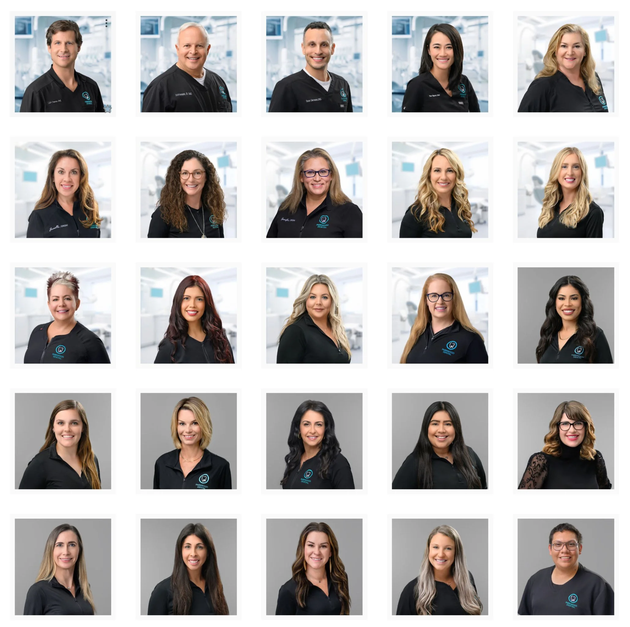 Dental team headshots taken in Lakewood Ranch photography studio