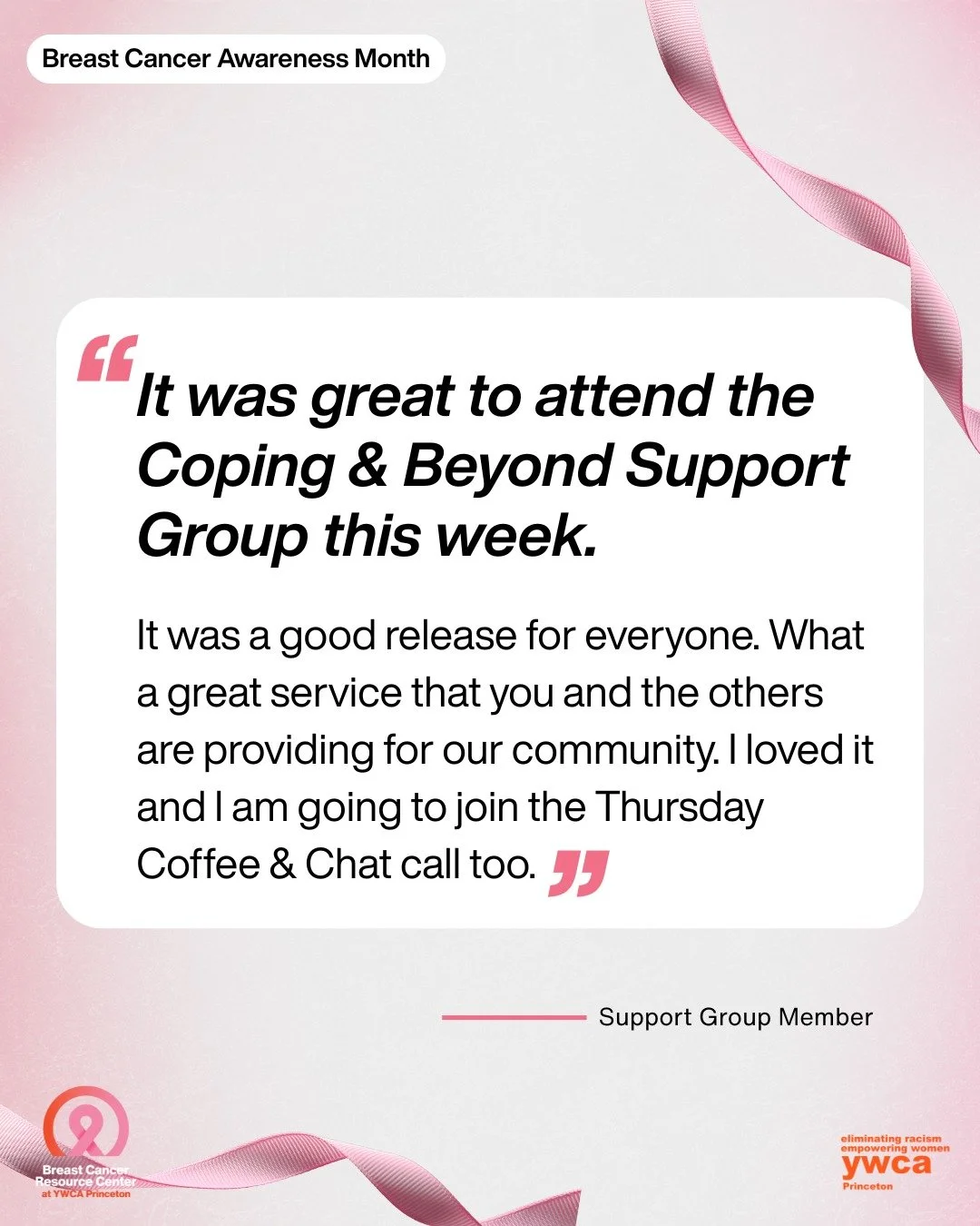 Our Breast Cancer Resource Center is proud to offer a variety of support groups designed to meet the unique needs of our members. Each group provides a safe, compassionate space for connection, comfort, and understanding. 🥰💖
💞Thriving Together (S