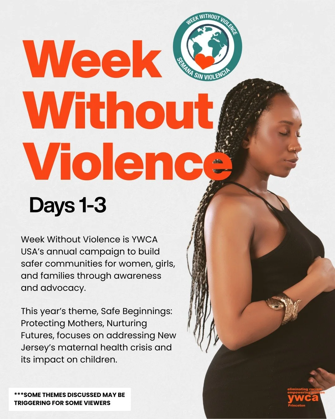 We are continuing YWCA USA’s Week Without Violence by spotlighting the first three themes of the week:
➡️ Delivering Justice: Advancing Equity in Maternal & Infant Health
➡️ Carrying Courage: Ending Violence in Pregnancy
➡️ Nurturing in Saf