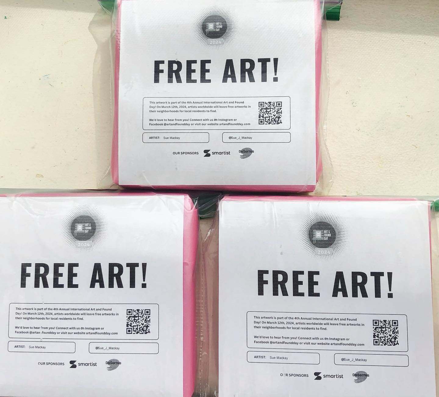 Get Free Art!  Art and Found day is tomorrow, March 12. I am going to drop mine in white Squirrel Park (CAMH) and Queen and Shaw! #artandfoundday2024 #queenstreetwestart