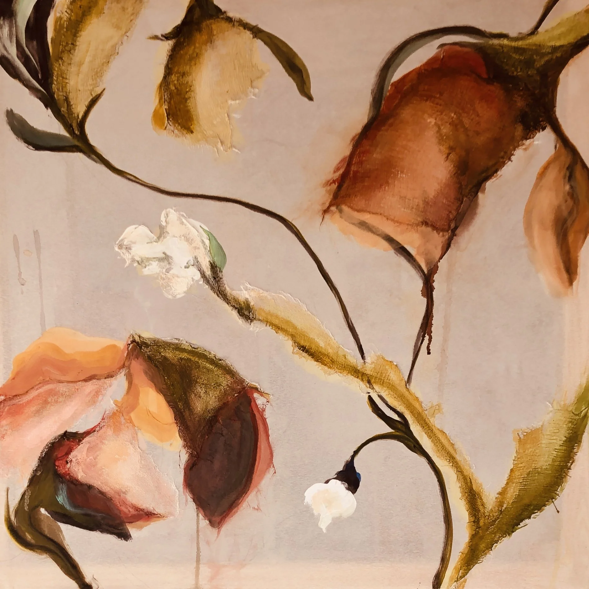 Courant, acrylic on sheer fabric, 30" x 30", 2025