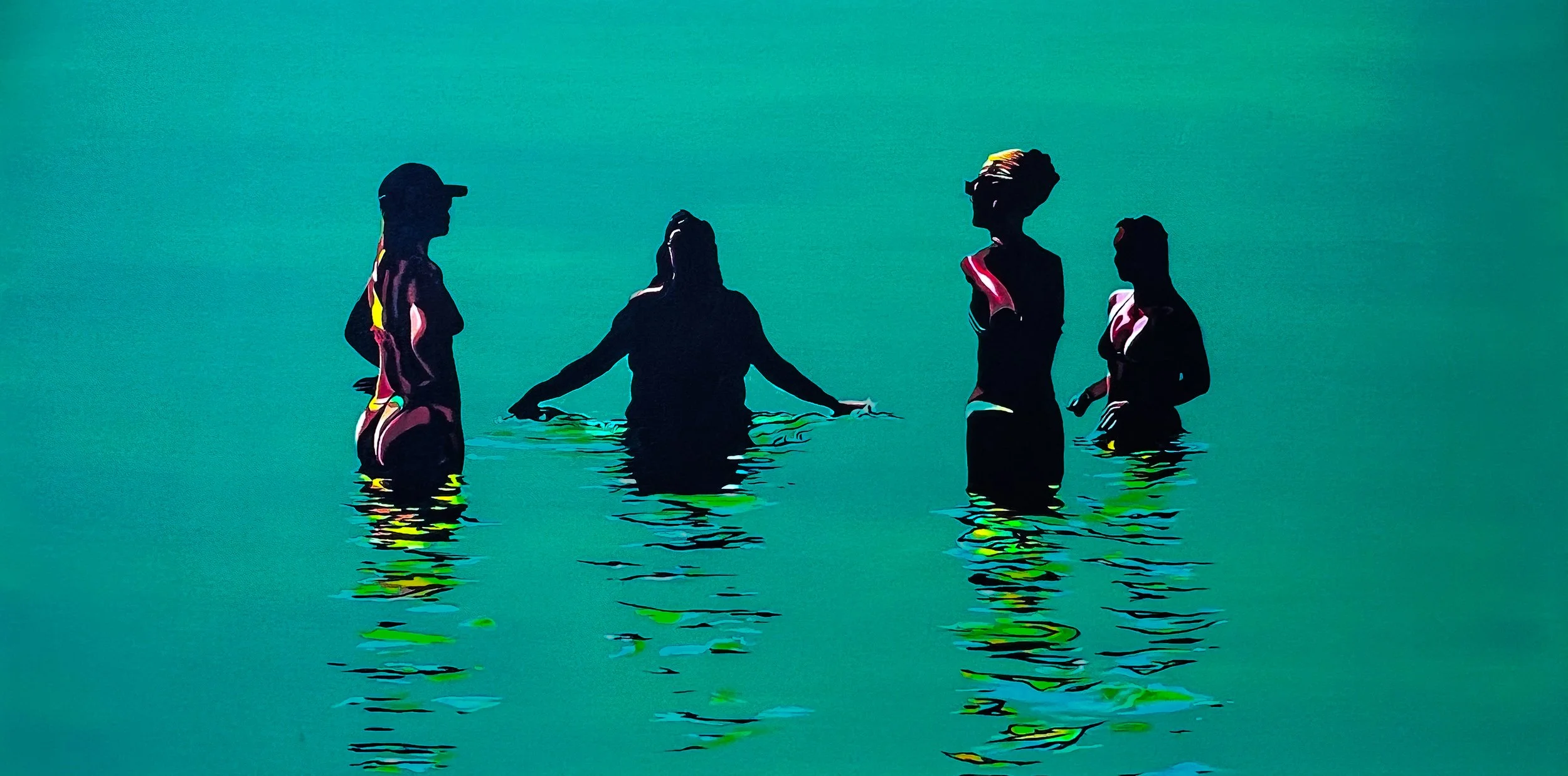 Summer Friends, Juan Les Pins Beach - 24" x 48", $1500