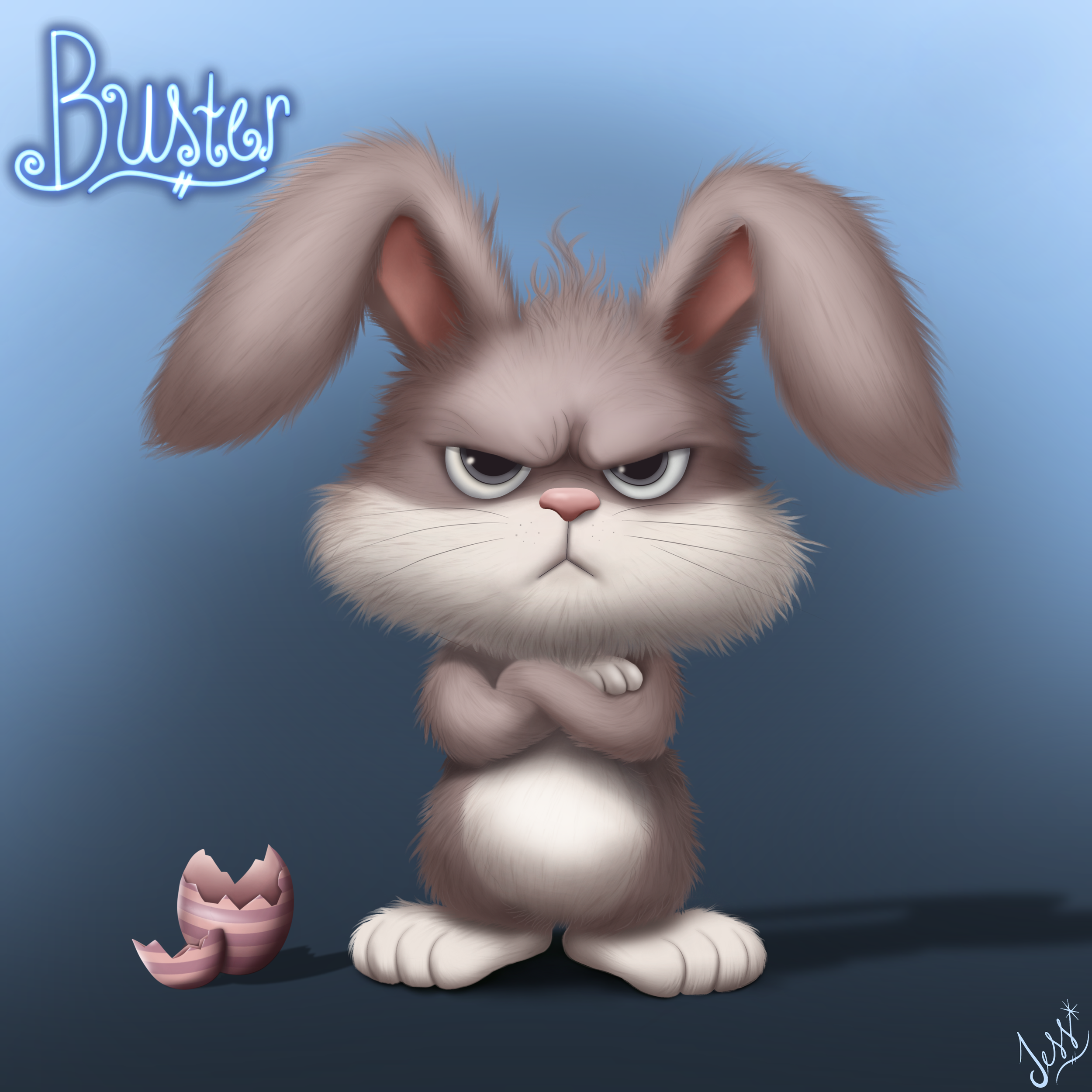 ~* BUSTER*~        
Thus grumpy rabbit is sick and tired of being confused for the Easter Bunny.
Buster was created using Procreate for iPad.
    
  Canvas Details:    
Width: 4000px  //  Height: 4000px   
Physical width: 10"  // Physical heig