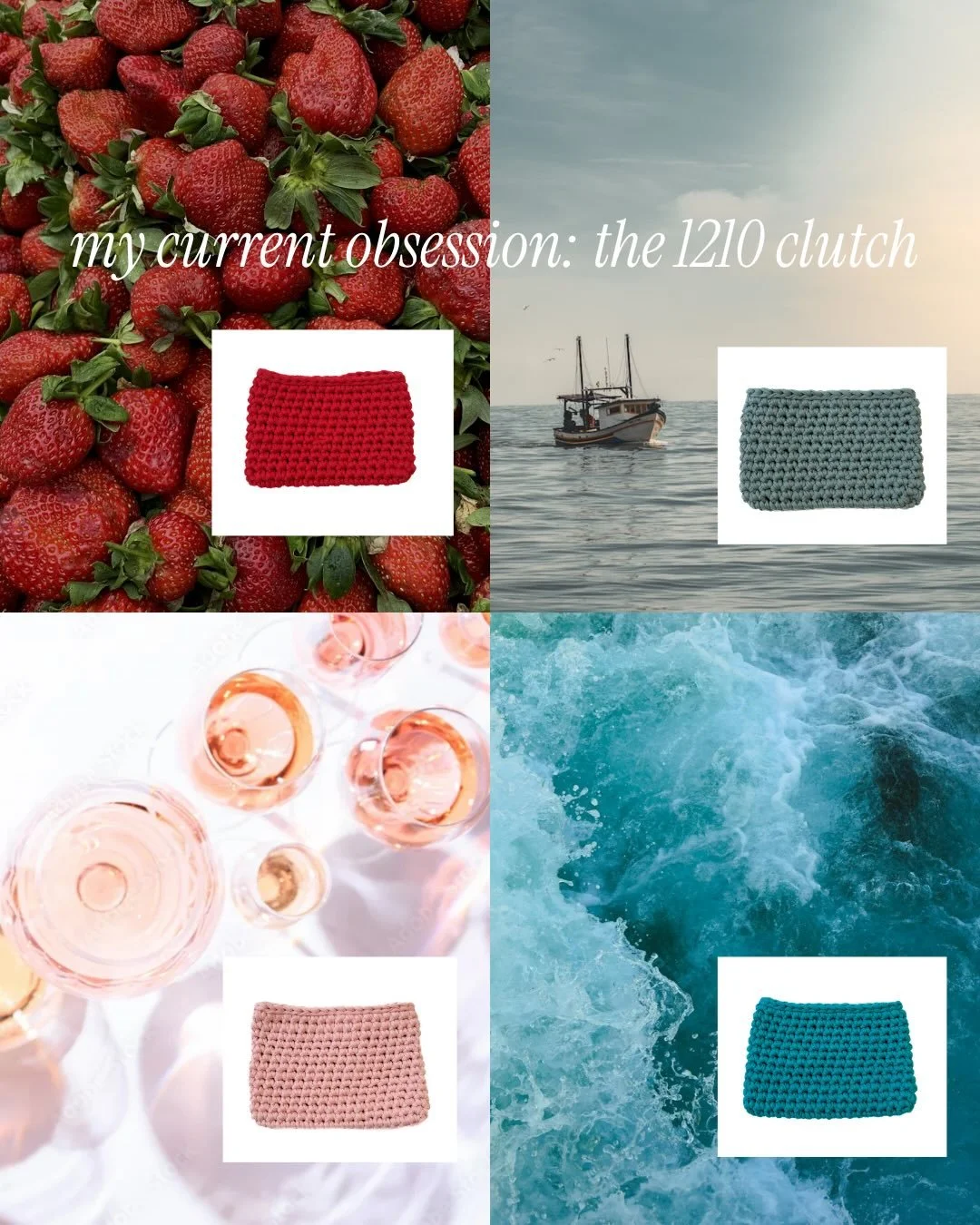 you&rsquo;ll want the 1210 clutch in your summer rotation ✨
the perfect little bag for beach days, dinner dates, &amp; weekend markets
which color is calling your name? 🍓🌊🥂