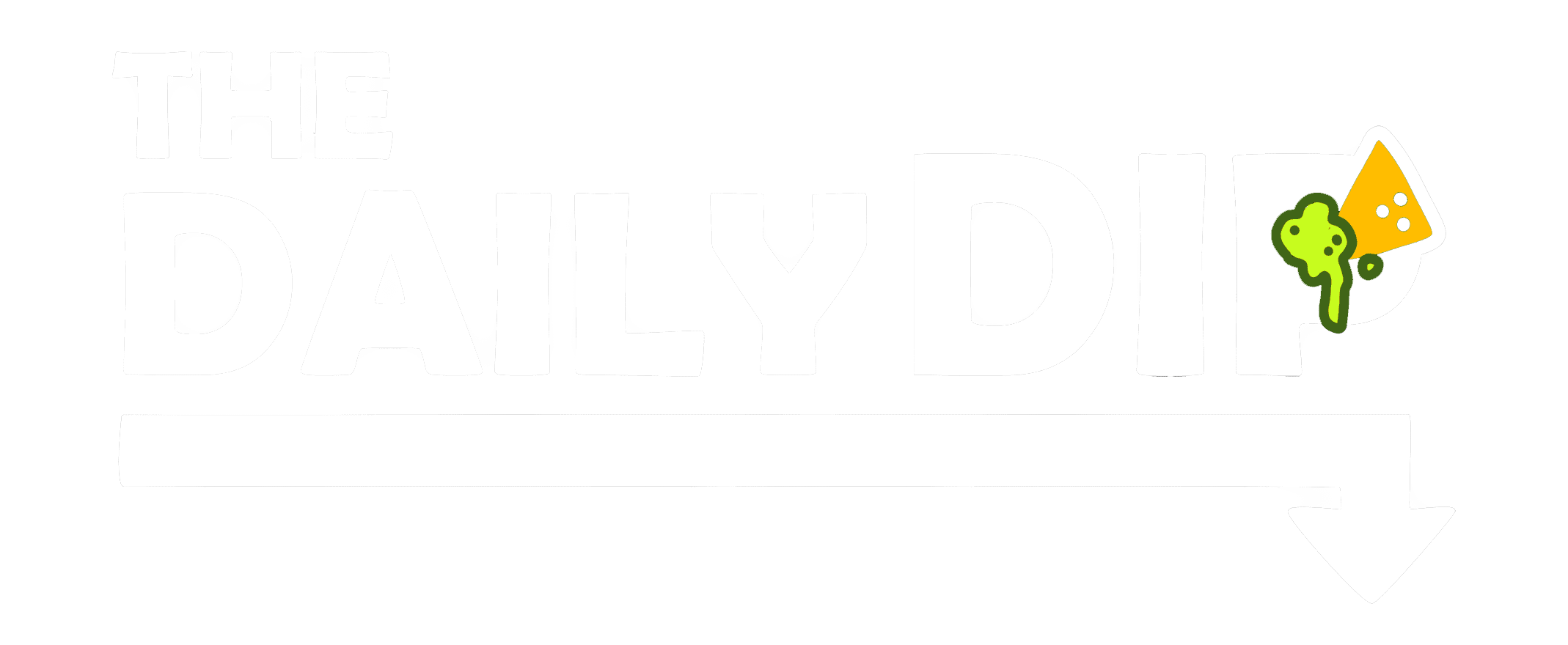 Logo for the newsletter 'The Daily Dip' featuring the title text with a tortilla chip dripping guacamole.