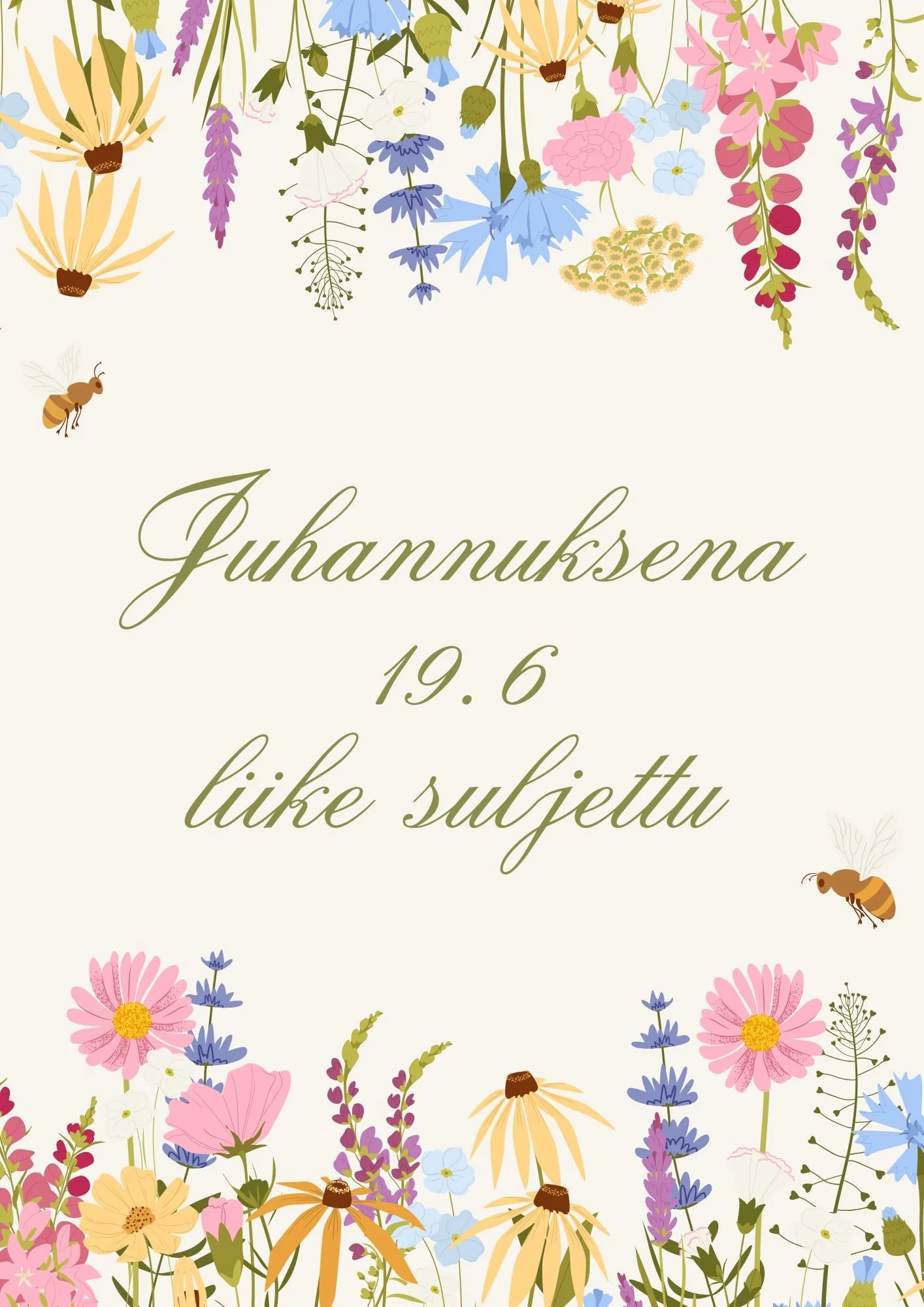 Juhannuksena suljettu