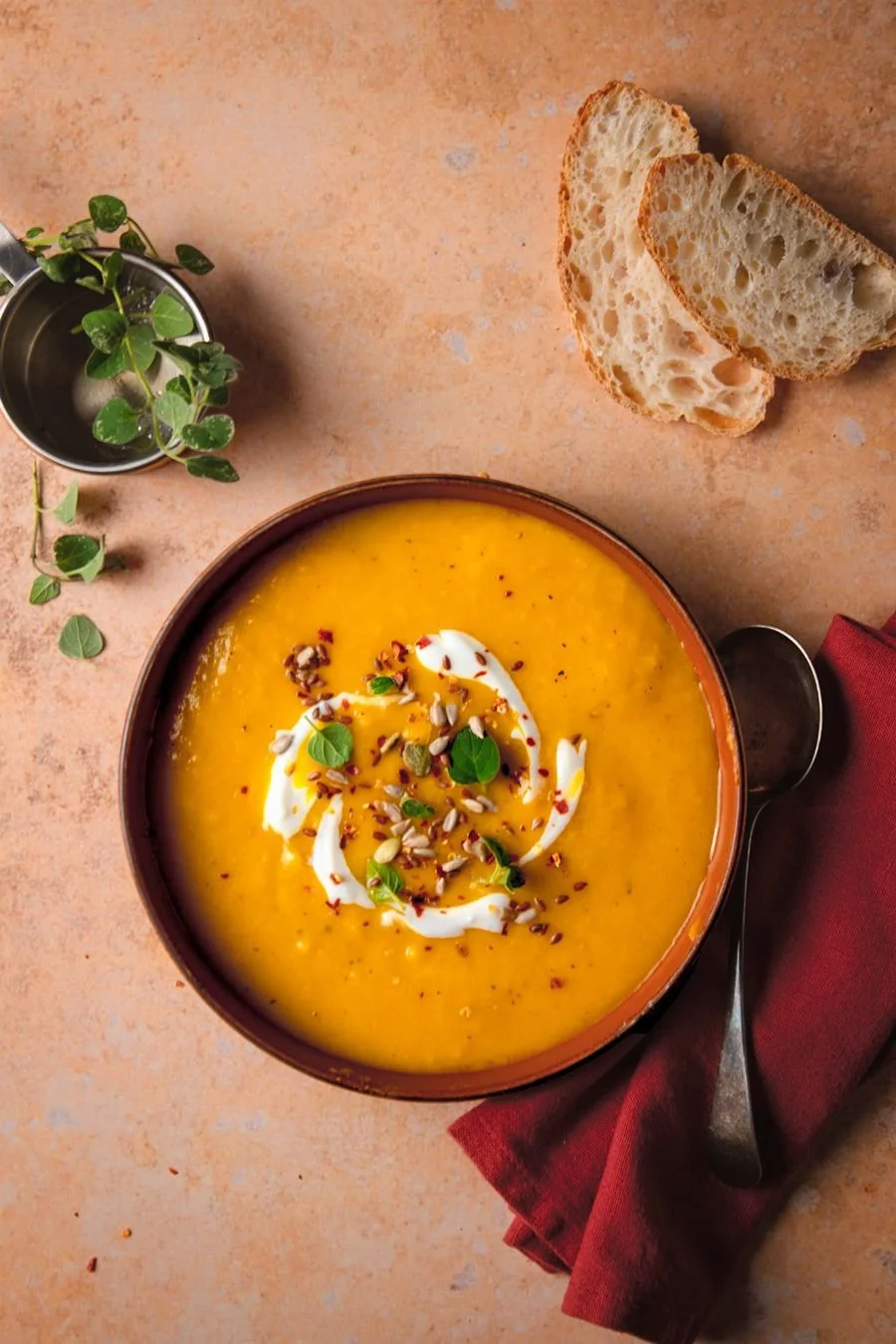 Vellutata di zucca, carote e lenticchie rosse