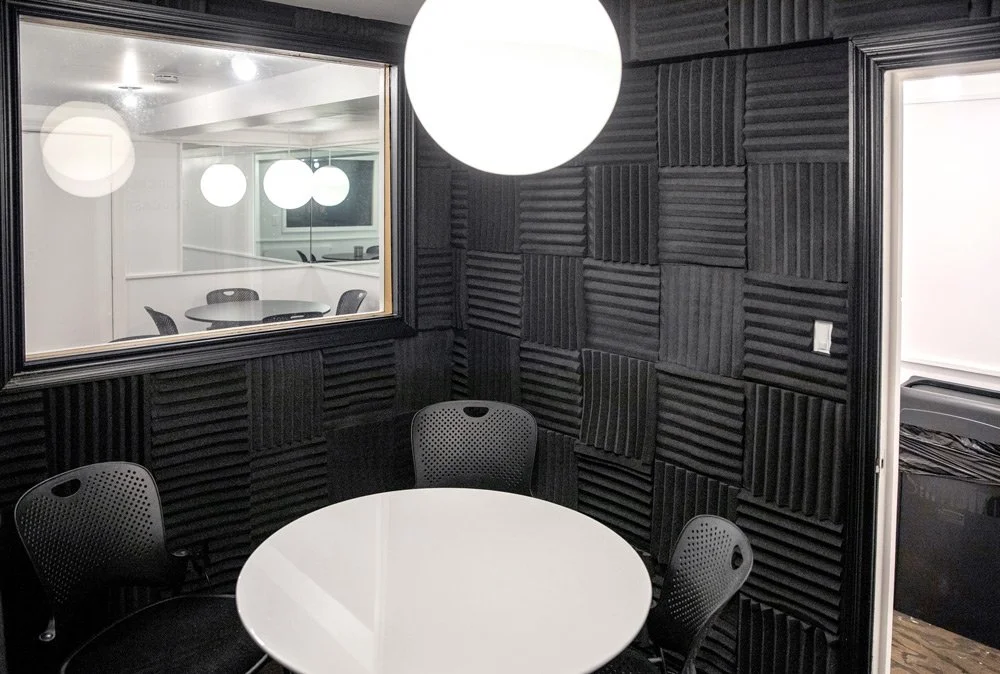 The podcast booth at Work Heights SONIC in Bed-Stuy, Brooklyn