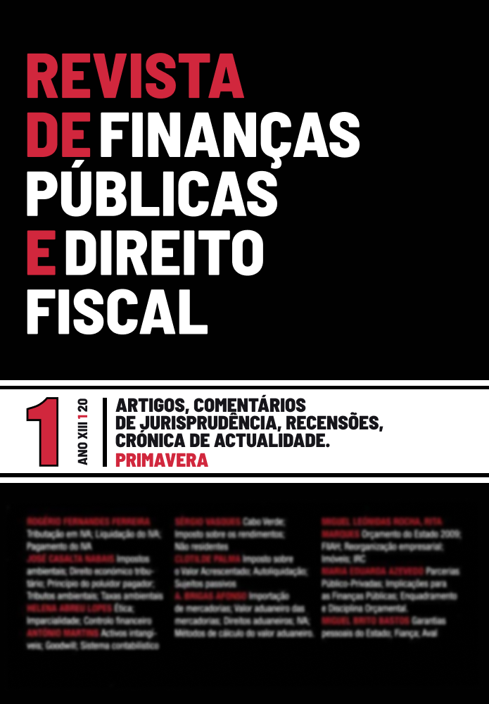 N.º 1 - Ano XIII - Revista de Finanças Públicas e Direito Fiscal