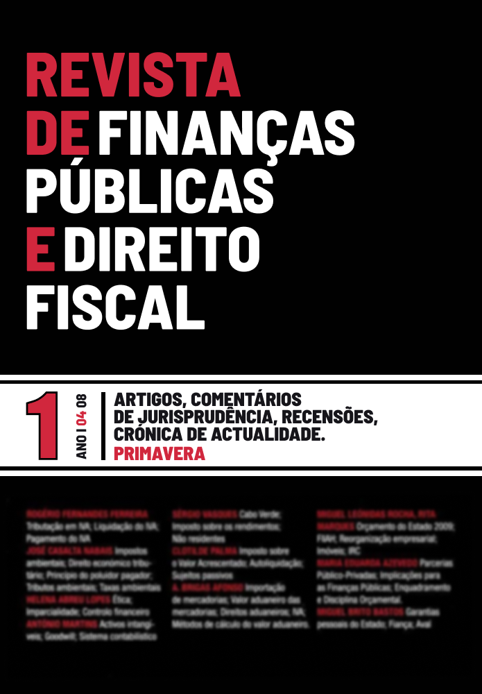 N.º 1 - Ano XV - Revista de Finanças Públicas e Direito Fiscal