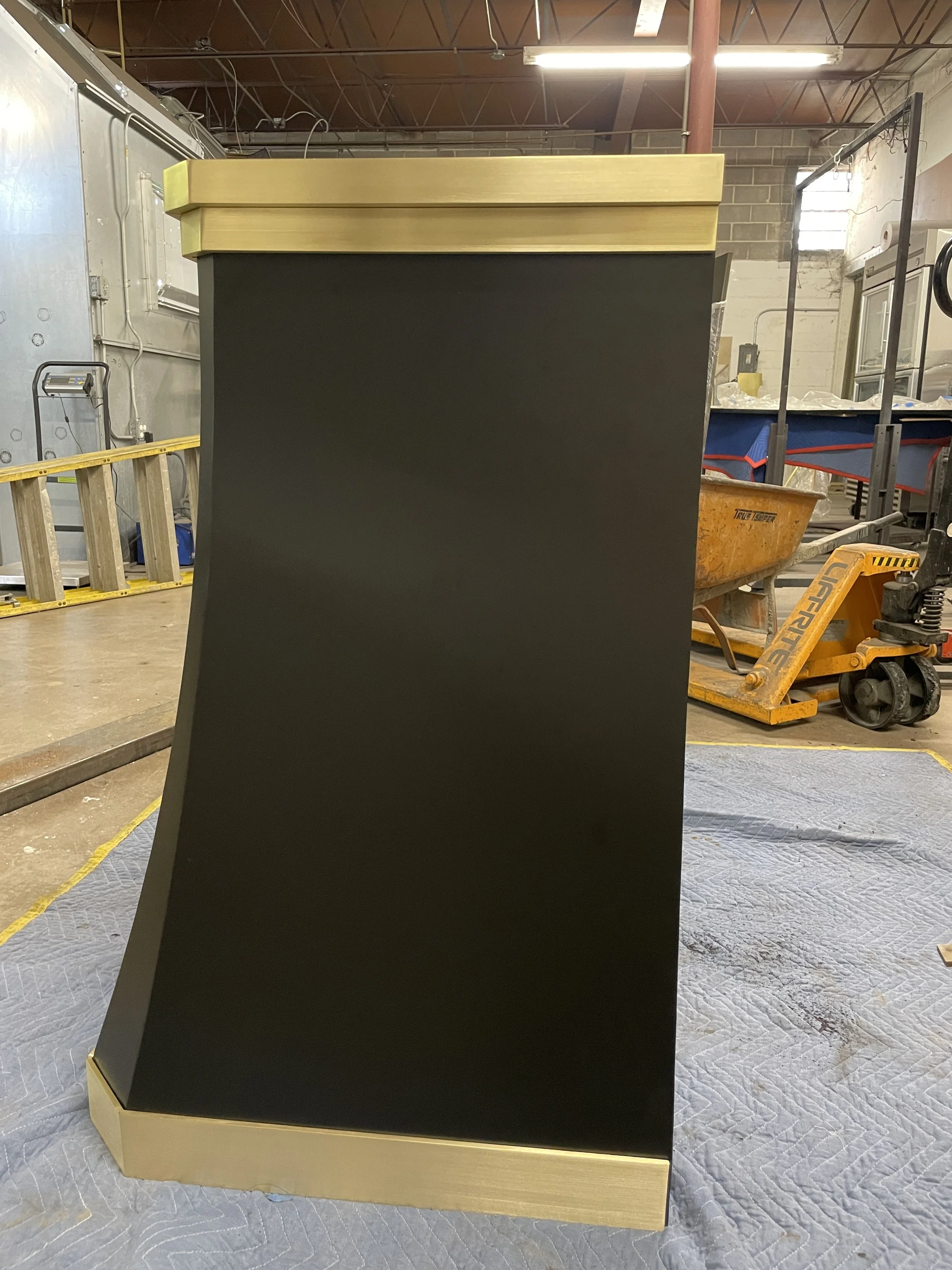 Custom Range Hood Black Stainless Steel and Brass — Monarch Metal