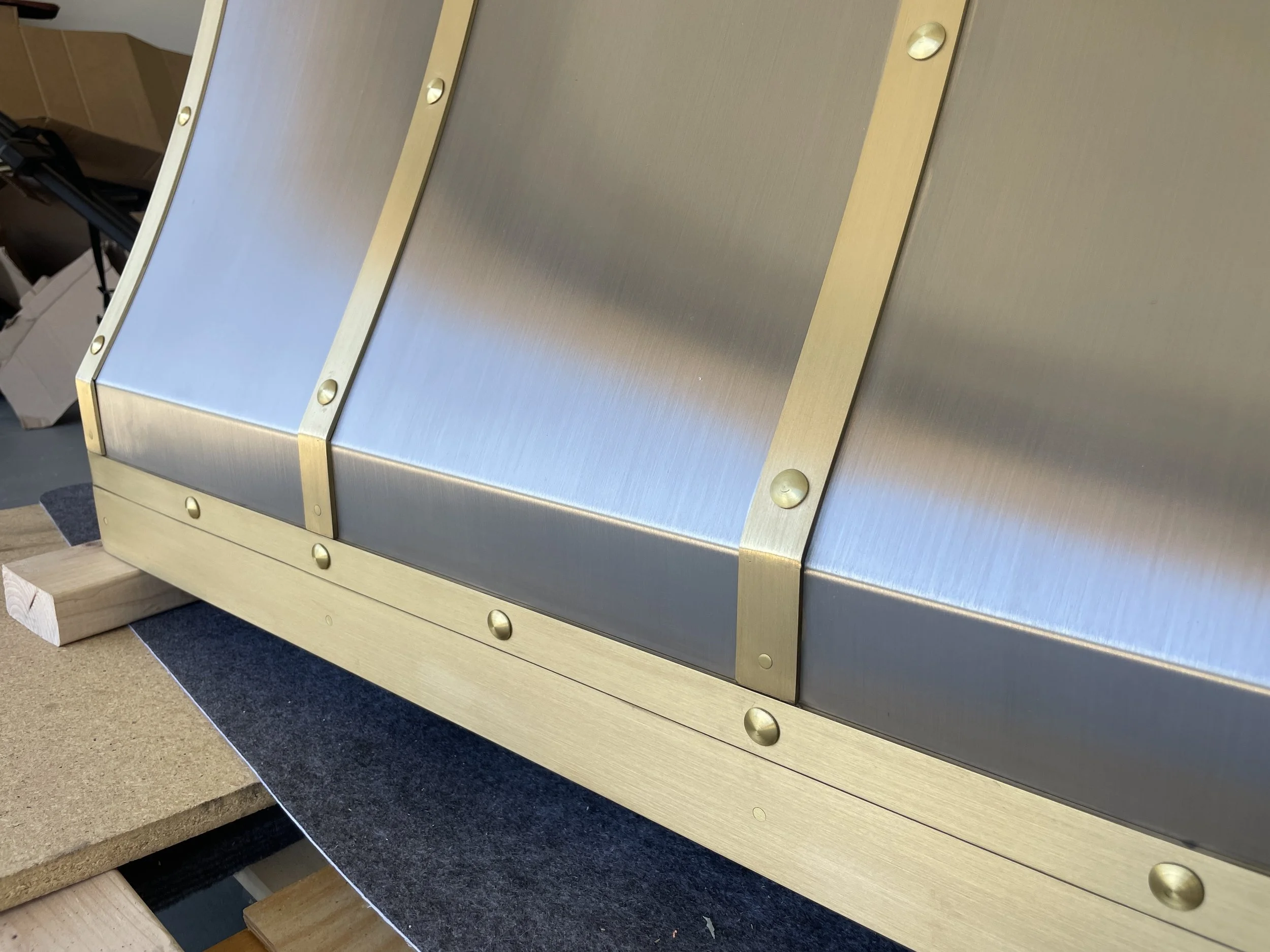 Custom Ductless Range Hood Stainless Steel with Brass — Monarch Metal