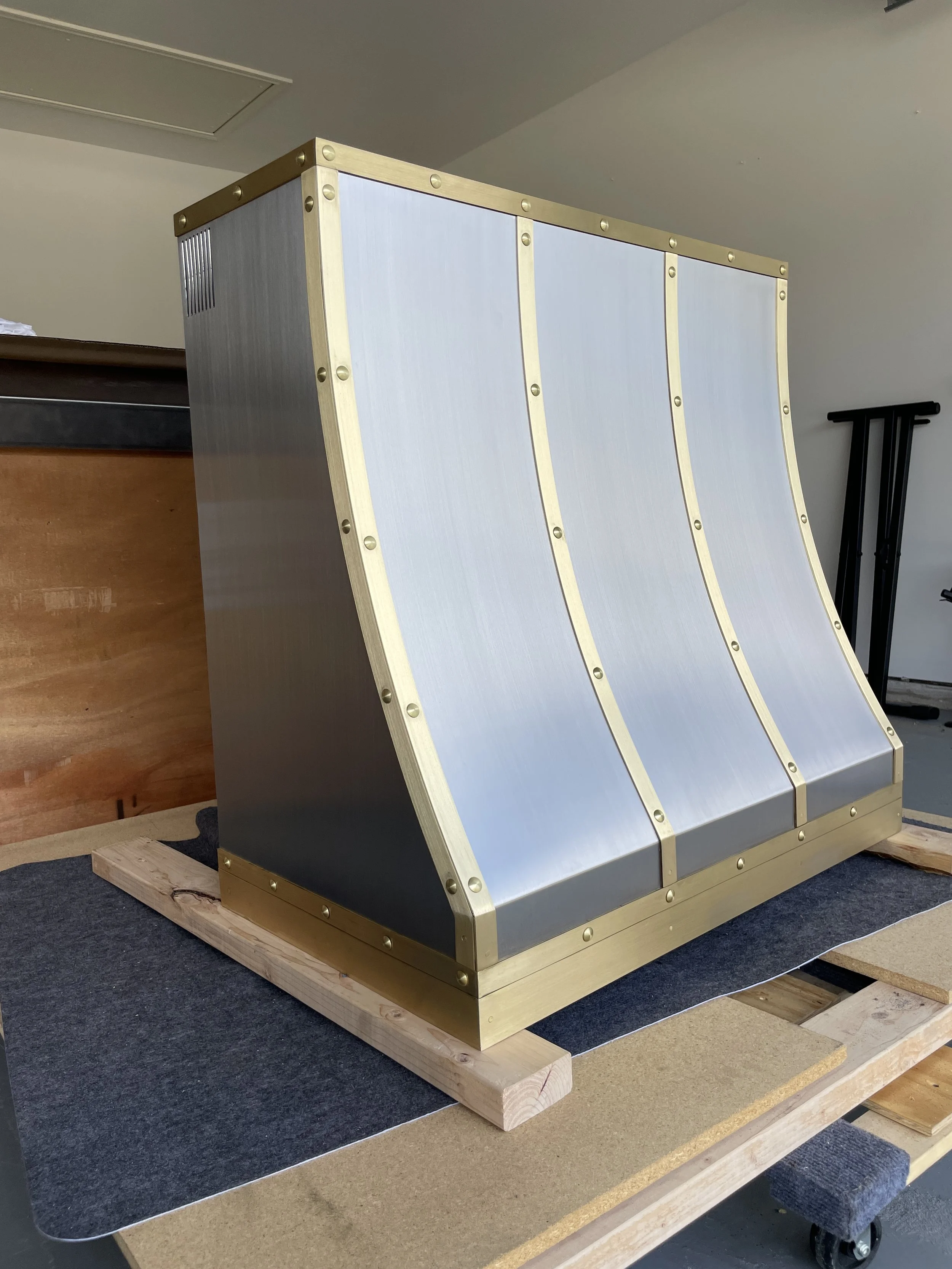 Custom Ductless Range Hood Stainless Steel with Brass — Monarch Metal