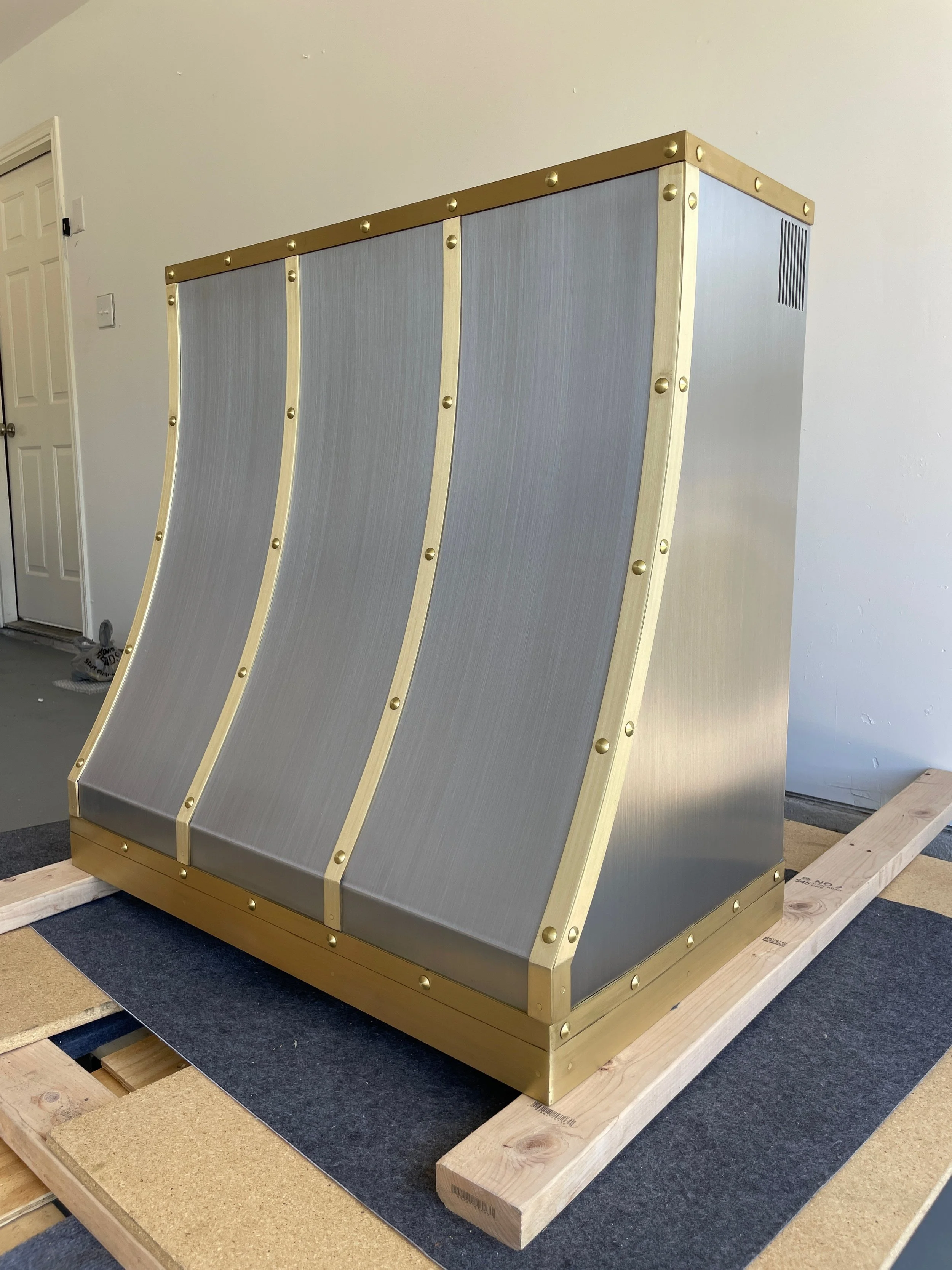 Custom Ductless Range Hood Stainless Steel with Brass — Monarch Metal