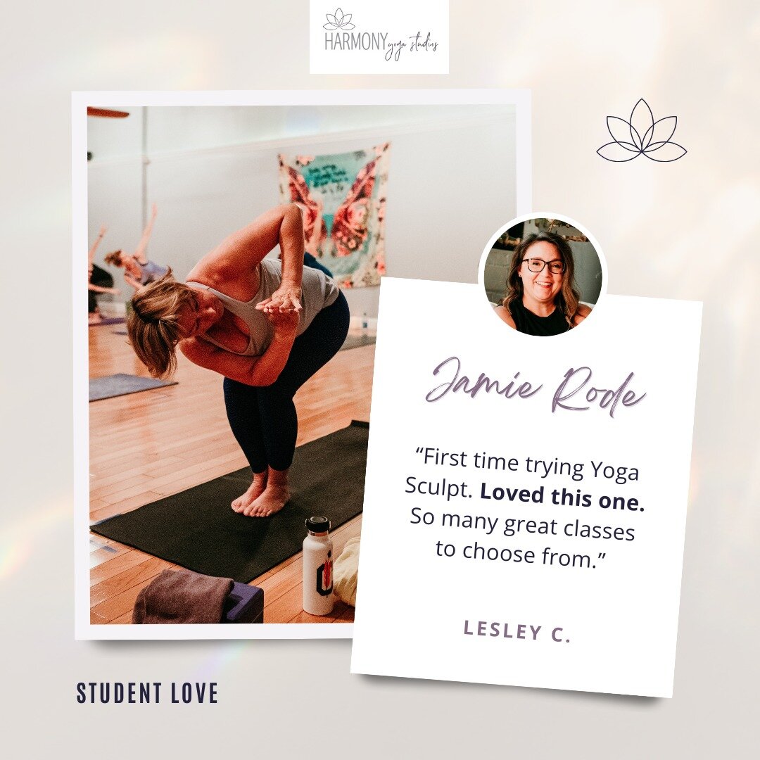 Student love 🫶

Thank you Adam and Lesley (plus SO many other yogis) for taking the time to leave our instructors a heartfelt review. We love seeing all of your kind words and want you to know that your support of Harmony means more than you know!

