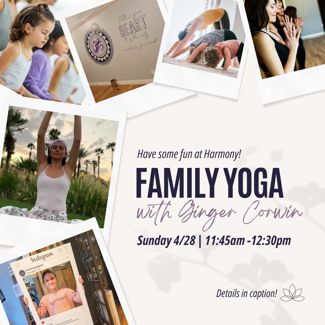 Family Yoga is coming to the studio soon! 👨&zwj;👩&zwj;👧&zwj;👦💜

Join Ginger Corwin with your kiddos for a family fun afternoon on Sunday, April 28th! 

Experience the connection that practicing Yoga can bring by exploring the benefits with your 