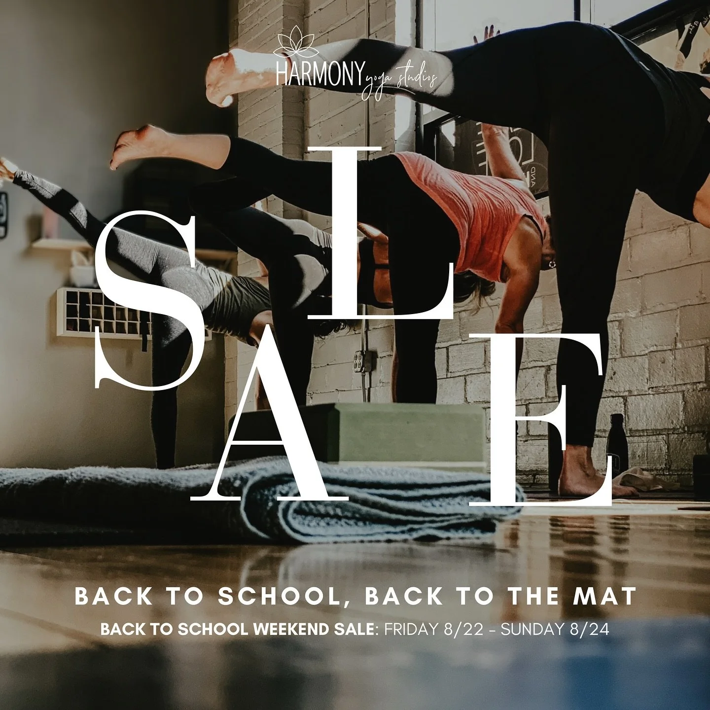Back to school = back to your mat!
This weekend we&rsquo;re celebrating with TWO big ways to save:

⚡ Flash Sale on memberships + passes
🛍 Sidewalk Sale: 25% off mats + clothing (Saturday only!)

Let&rsquo;s kick off fall together &mdash; on the mat