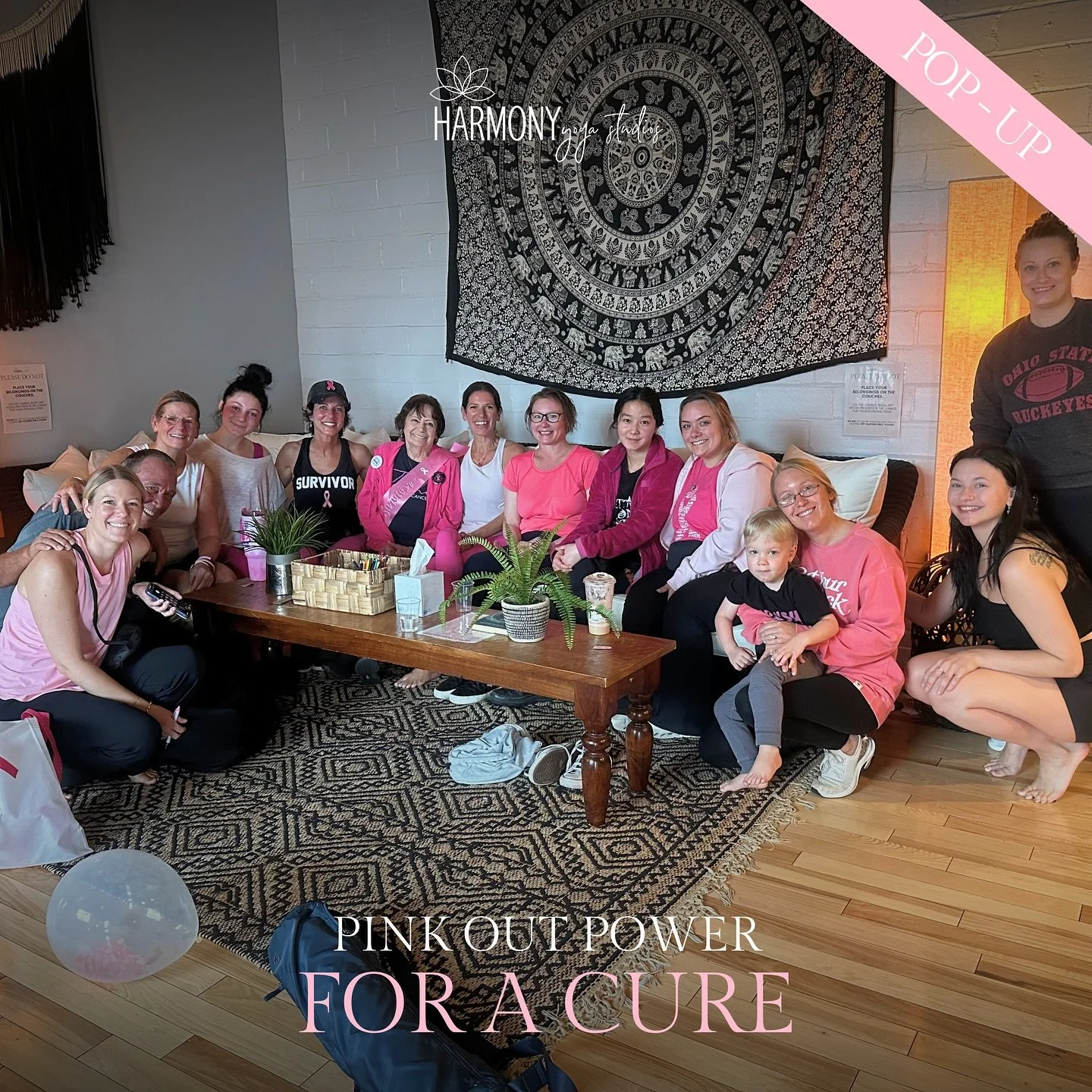 Wear your pink and flow with purpose this Thursday at 6:15 PM. 💗 Join us for a Pink Out Power Flow in the Radiant Room in honor of Breast Cancer Awareness Month. We will move together through a strong, heart-opening practice that reminds us how powe