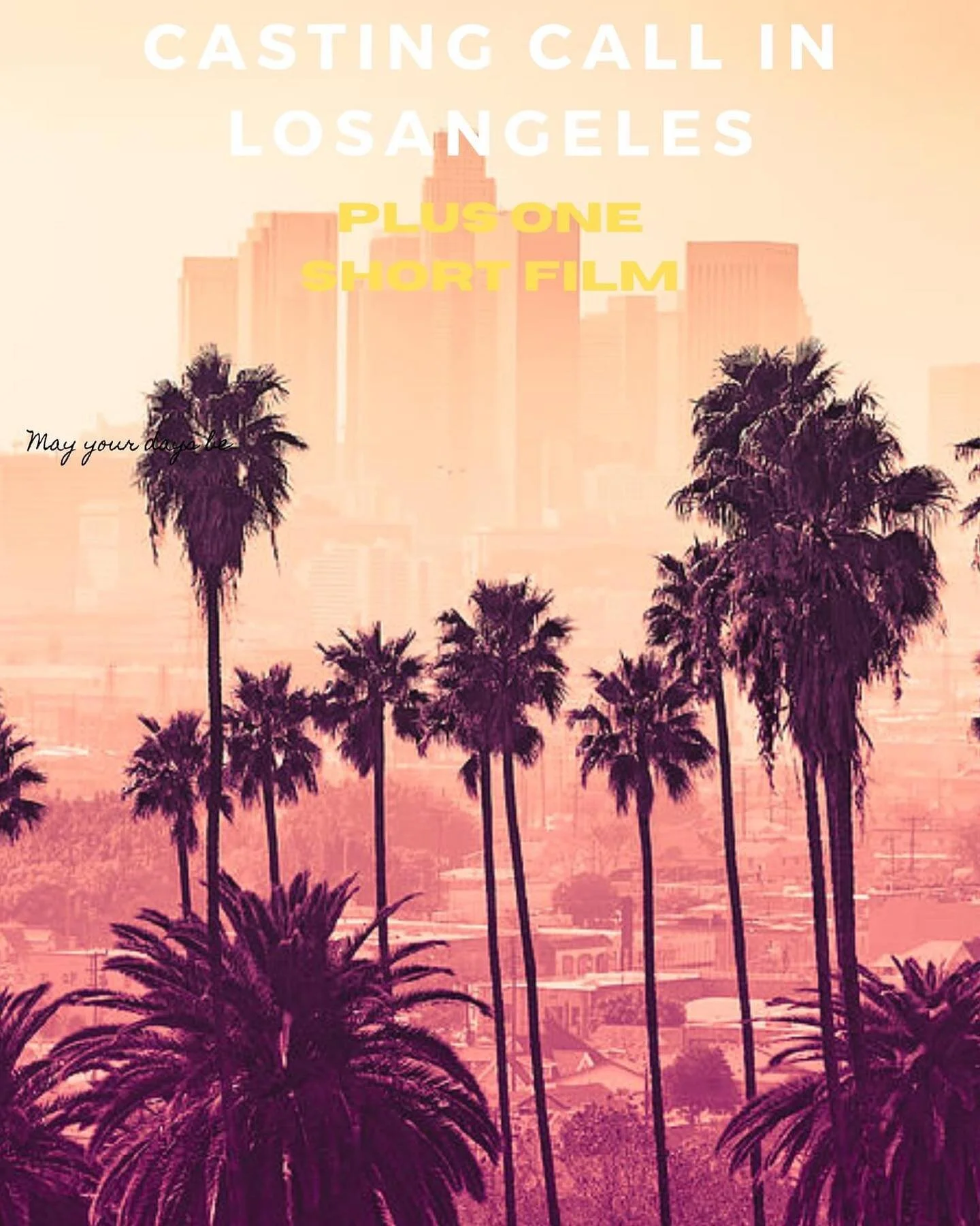 LOS ANGELES CASTING CALL FOR SHORT FILM " PLUS ONE " ALL ACTORS AND ACTRESSES ENCOURAGED TO SUBMIT. PLEASE READ THROUGH DESCRIPTIONS AND HOW TO SUBMIT ON THE LAST PAGE OF POST. 

Send 3 Photos of yourself
1 Short introduction video telling 