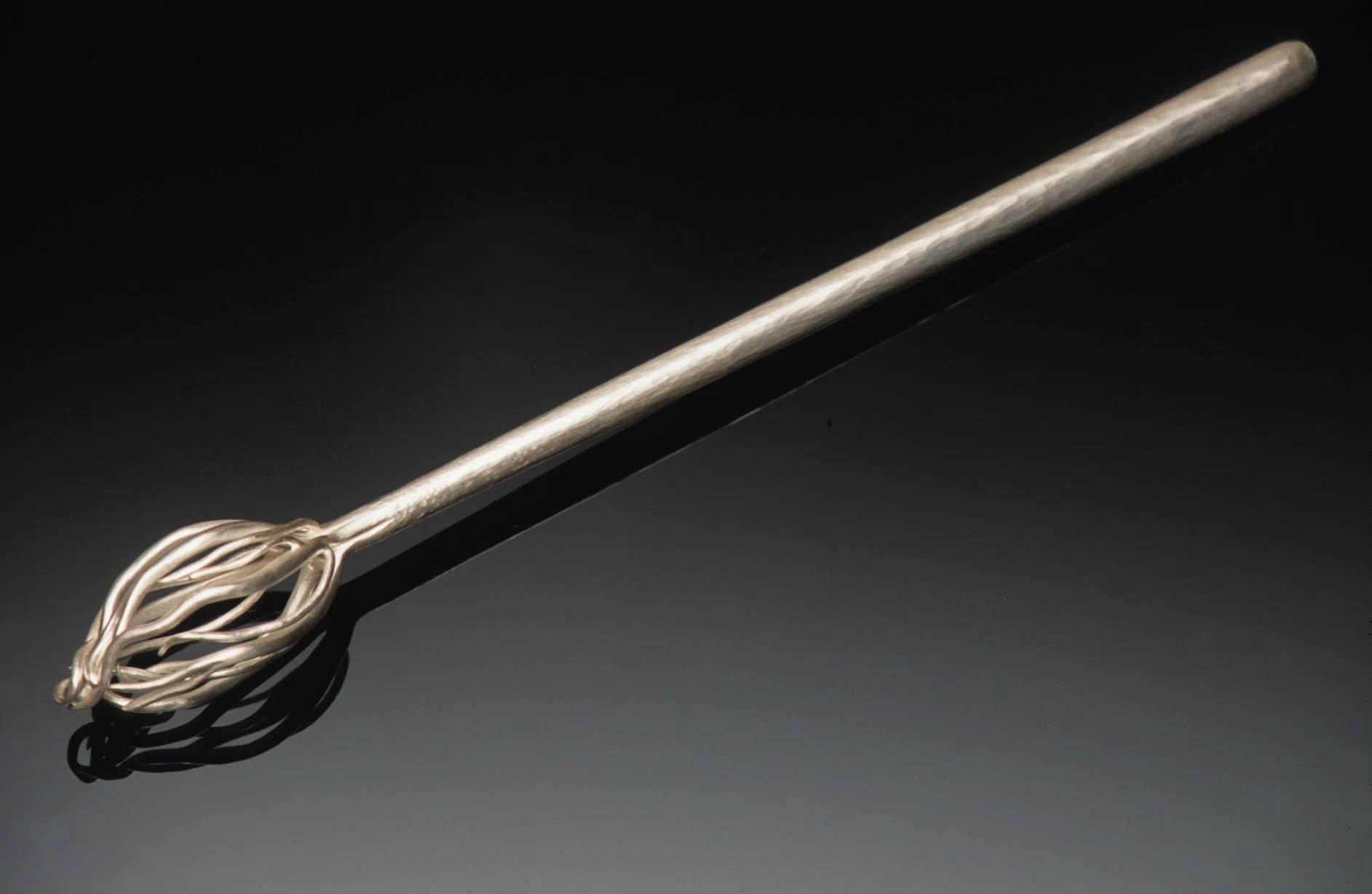 Tree of Life (hand forged Torah pointer); sterling silver; 7 3/4" x 1 1/4" x 1 1/4", photographed by Jim Wildeman, 2001