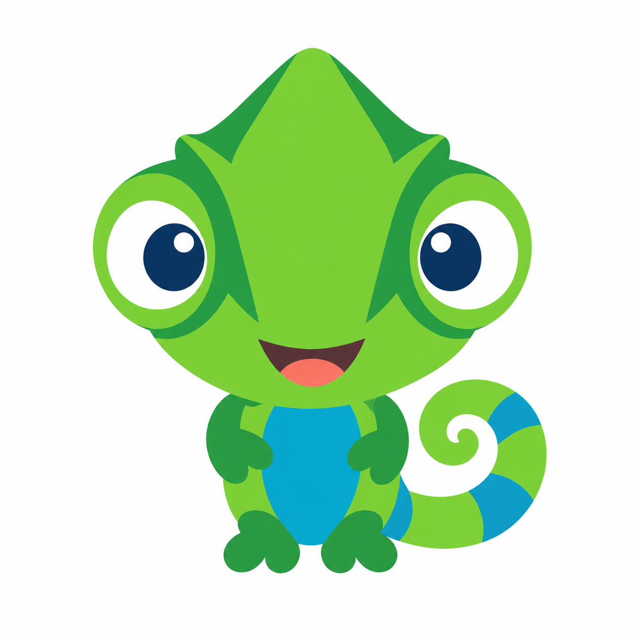 Early Tify with a broad oversized green head, round eyes, tiny body and cyan chest.