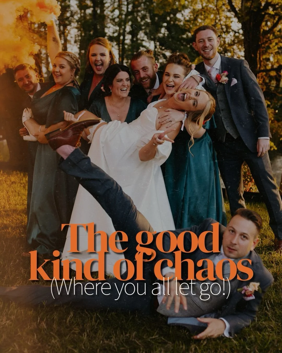 𝗧𝗵𝗲 𝗴𝗼𝗼𝗱 𝗸𝗶𝗻𝗱 𝗼𝗳 𝗰𝗵𝗮𝗼𝘀 (𝘄𝗵𝗲𝗿𝗲 𝘆𝗼𝘂 𝗮𝗹𝗹 𝗹𝗲𝘁 𝗴𝗼!)

The part where everything loosens up.

Ties off.
Shoes off.
Everyone on the dance floor.

No one really thinking about how they look anymore.
Just enjoying it for what 