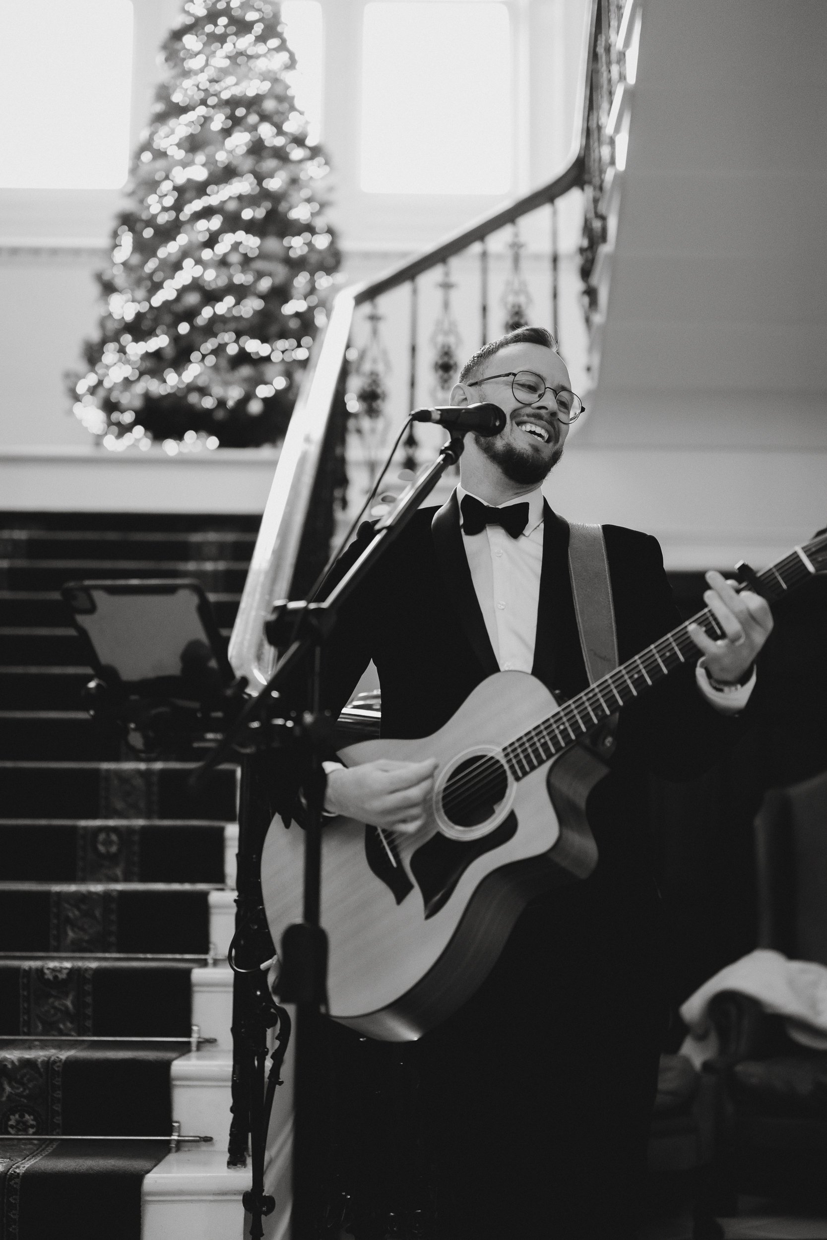 Live ceremony music by Daniel James Acoustic at Netley Hall during this winter wedding