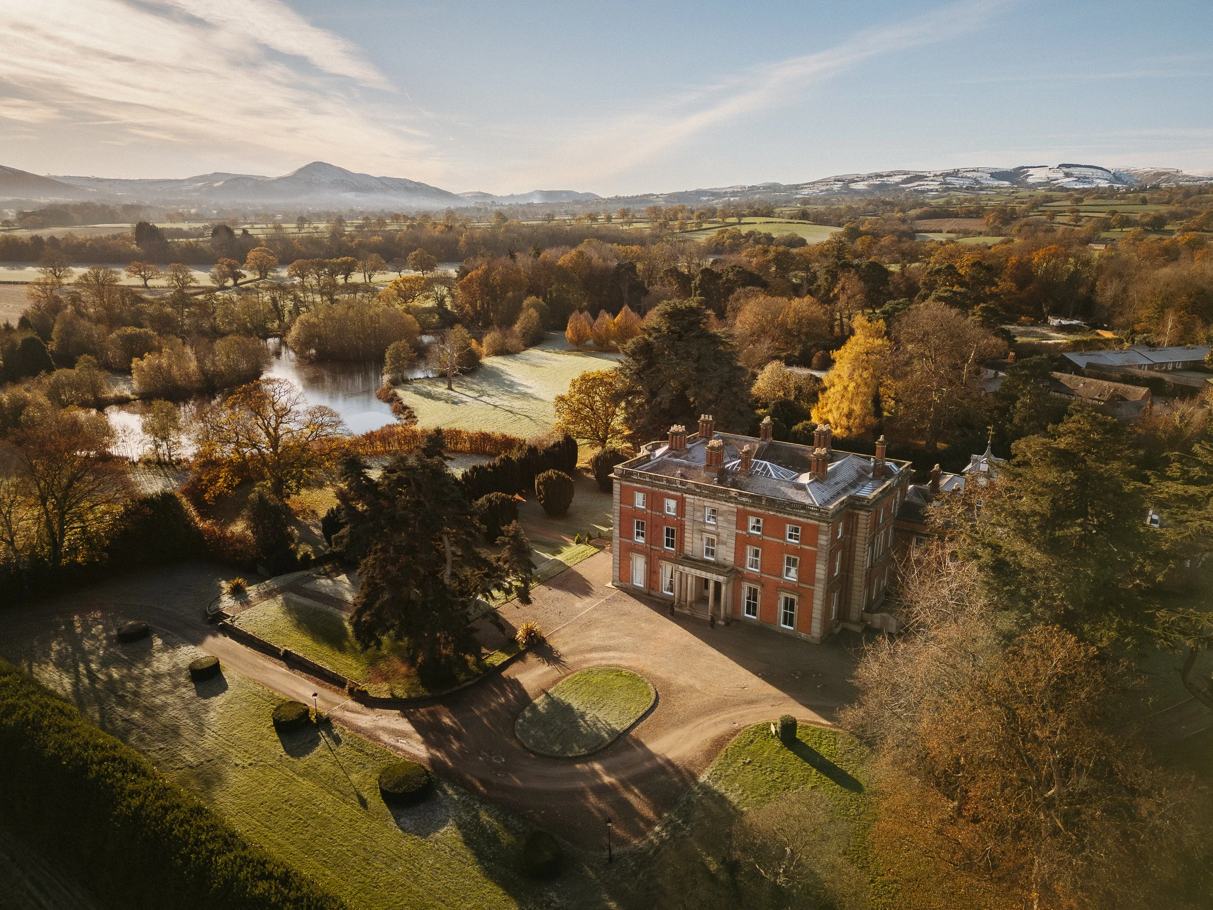 Netley Hall wedding venue in Shropshire on a crisp frosty November morning
