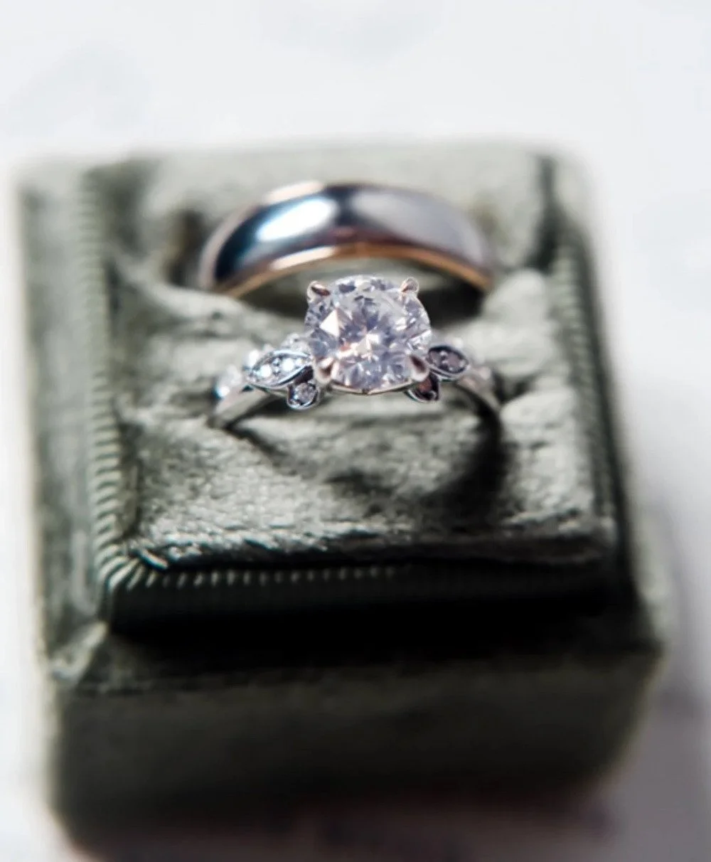 Engagement ring in a velvet ring box