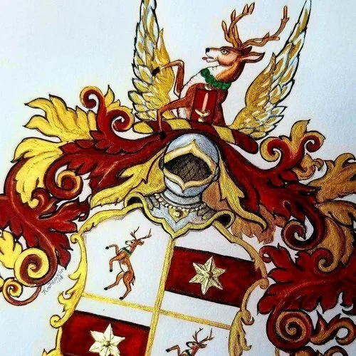 M Family Granted Arms Vintage - (Sold) - Pure 24k Hand Gilded (Sold)