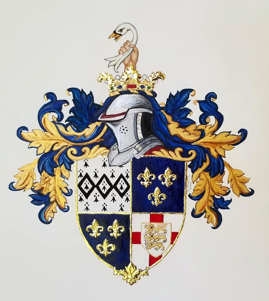 G Family - Custom Heraldic Themed Art - Pure 24k Hand Gilded (Sold)