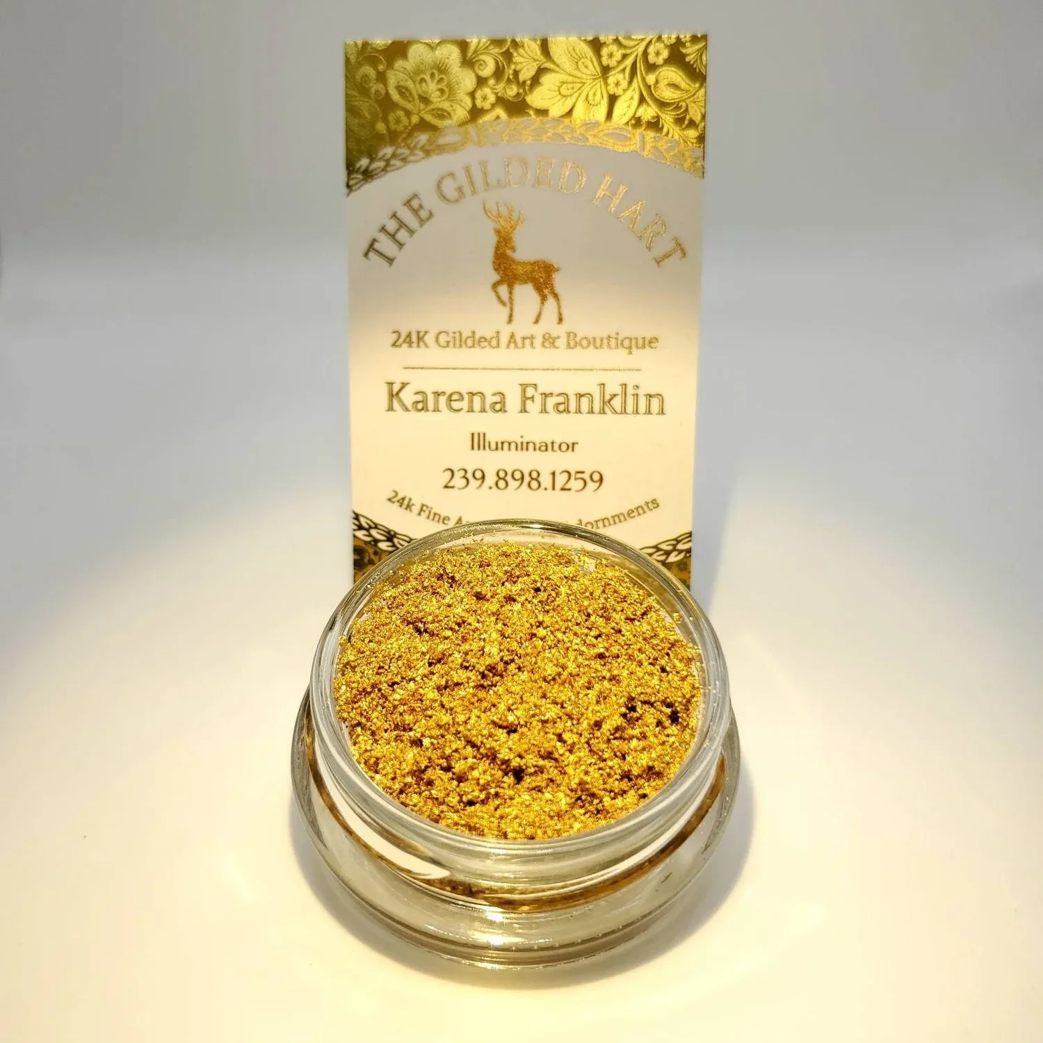 The Gilded Hart pure 24k gold Regular Powder glass jar.webp