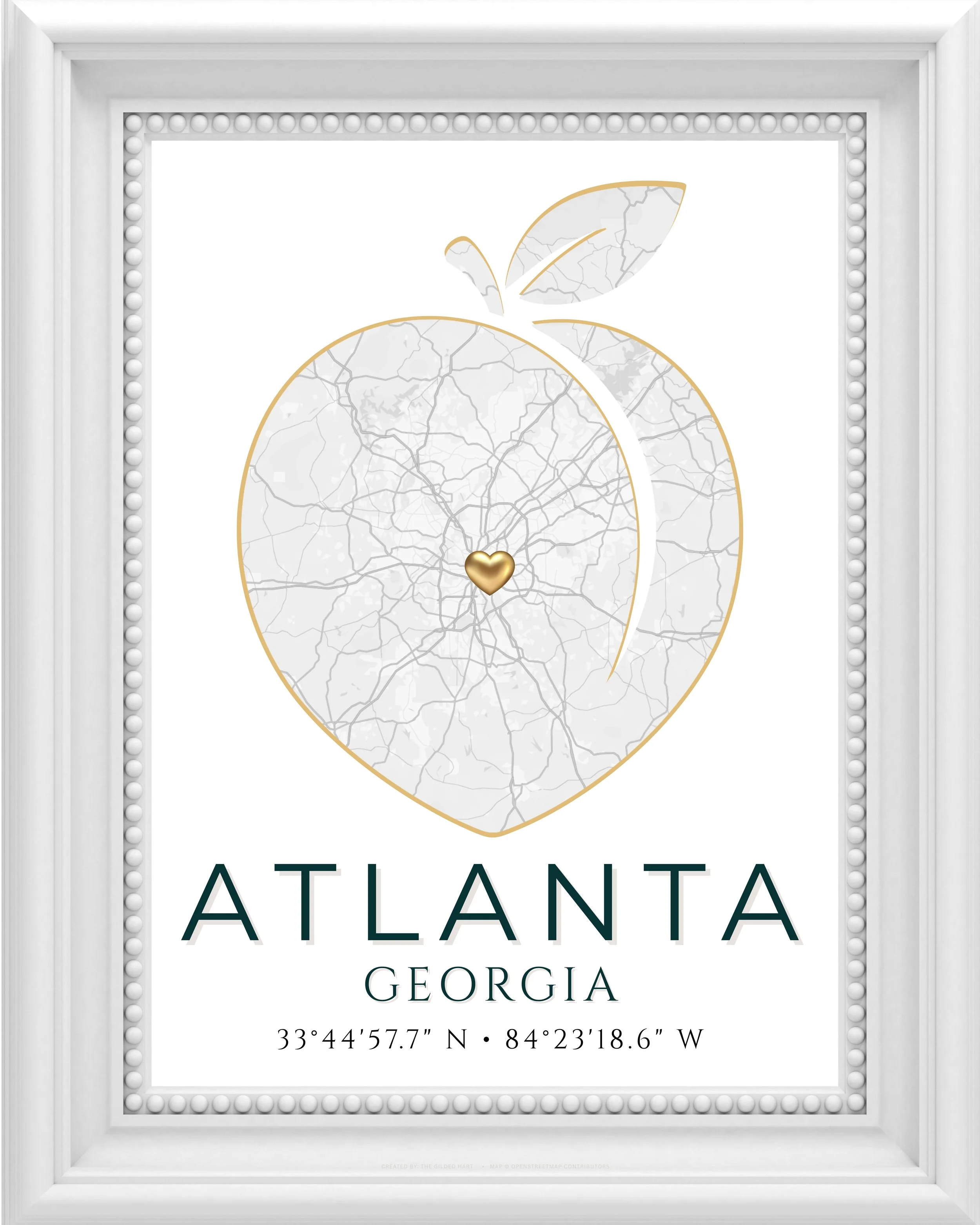 Atlanta Peach HartMark™ | Coordinates Map Keepsake (Printable Art)