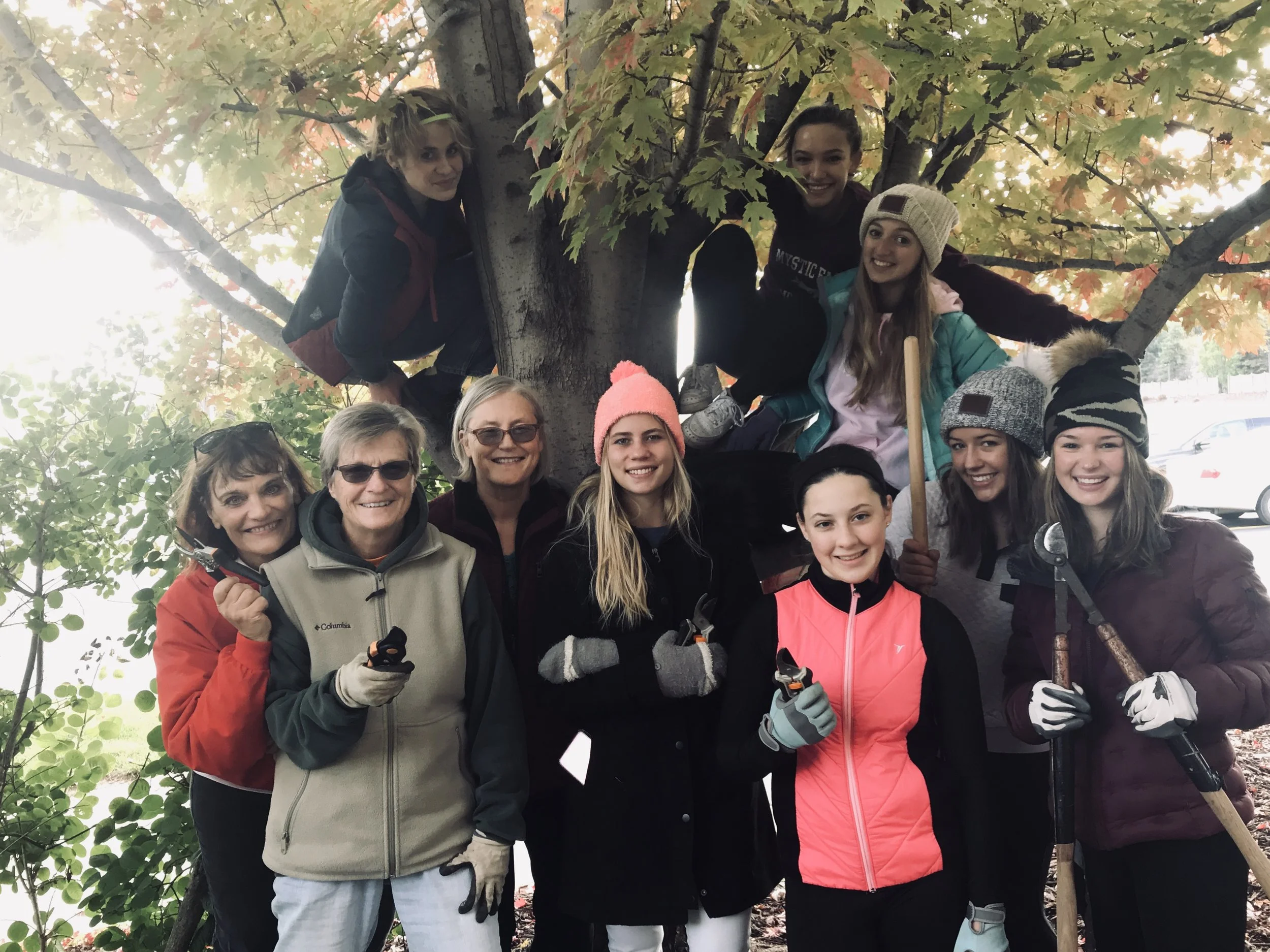 Yard clean up at the Altrusa Hospitality House