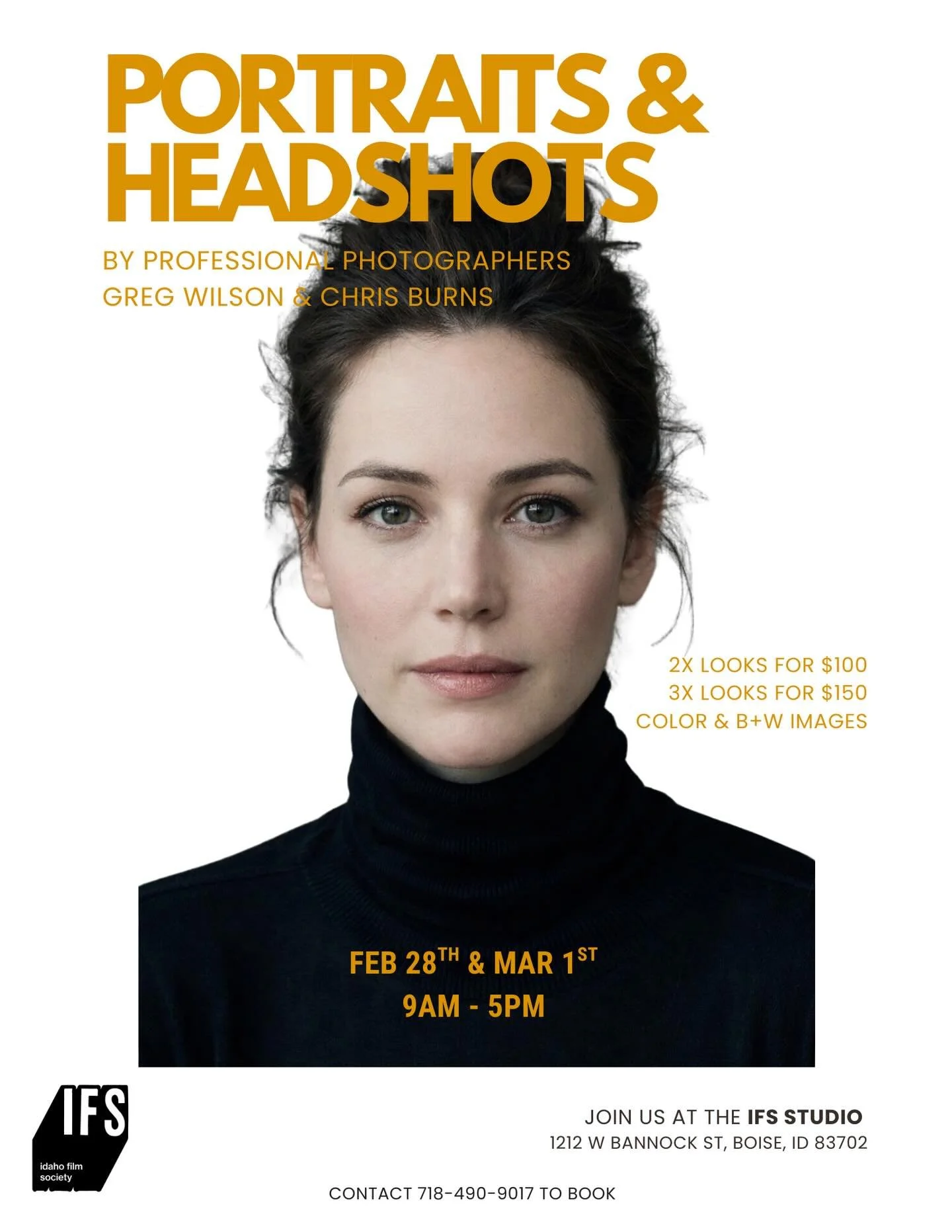 Needing a new headshot? Come down to the station&rsquo;s newly renovated soundstage February 28th &amp; March 1st (9am-5pm) where IFS will be hosting sessions w/ professional photographer/cinematographers Greg Wilson and Chris Burns!