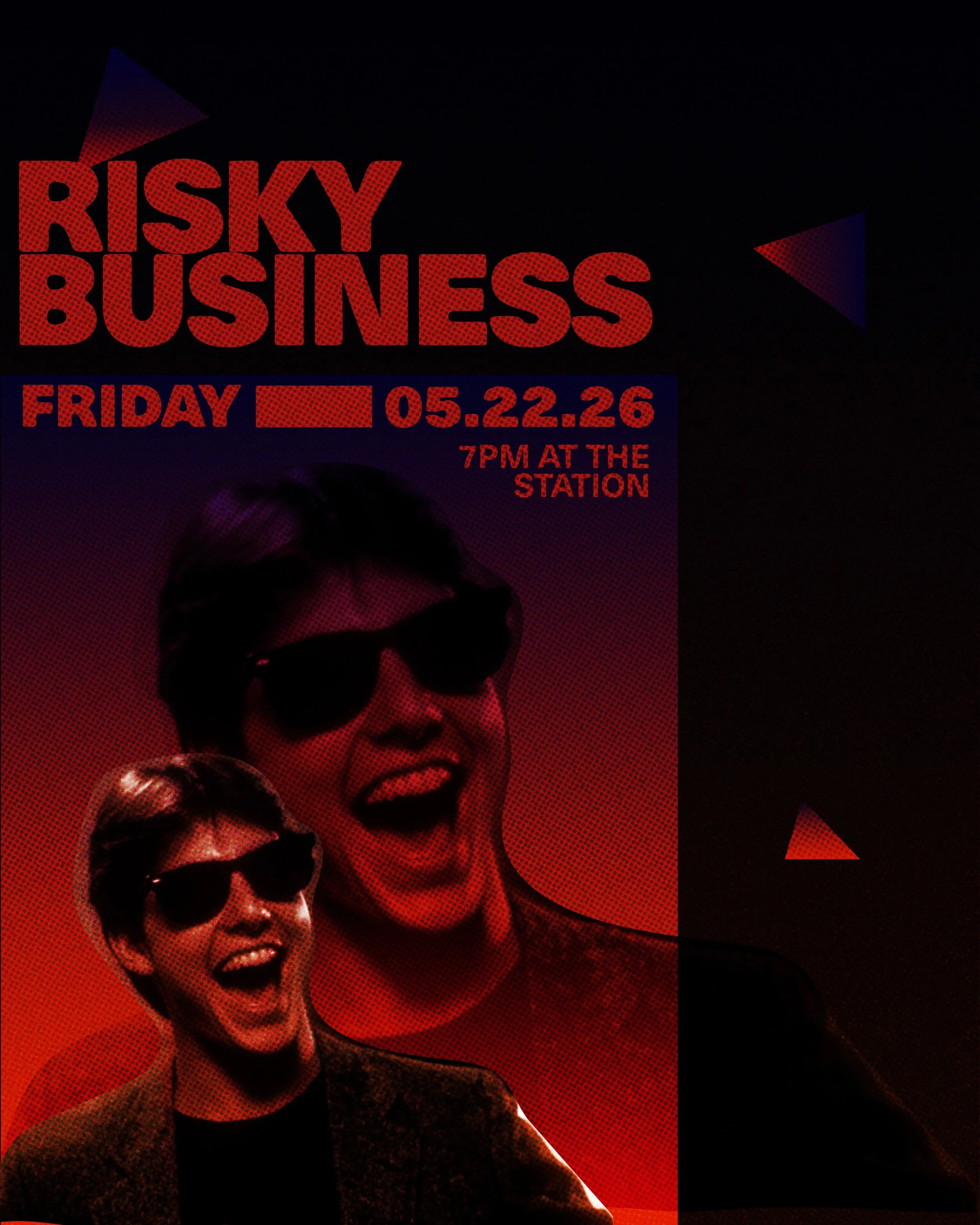 This week at the Idaho Film Society:

5/22 &mdash; Risky Business &mdash; 7PM at The Station
Tom Cruise slides into one of the defining films of the 1980s. Fast cars, neon nights, Tangerine Dream synths, and one very bad idea spiraling completely out