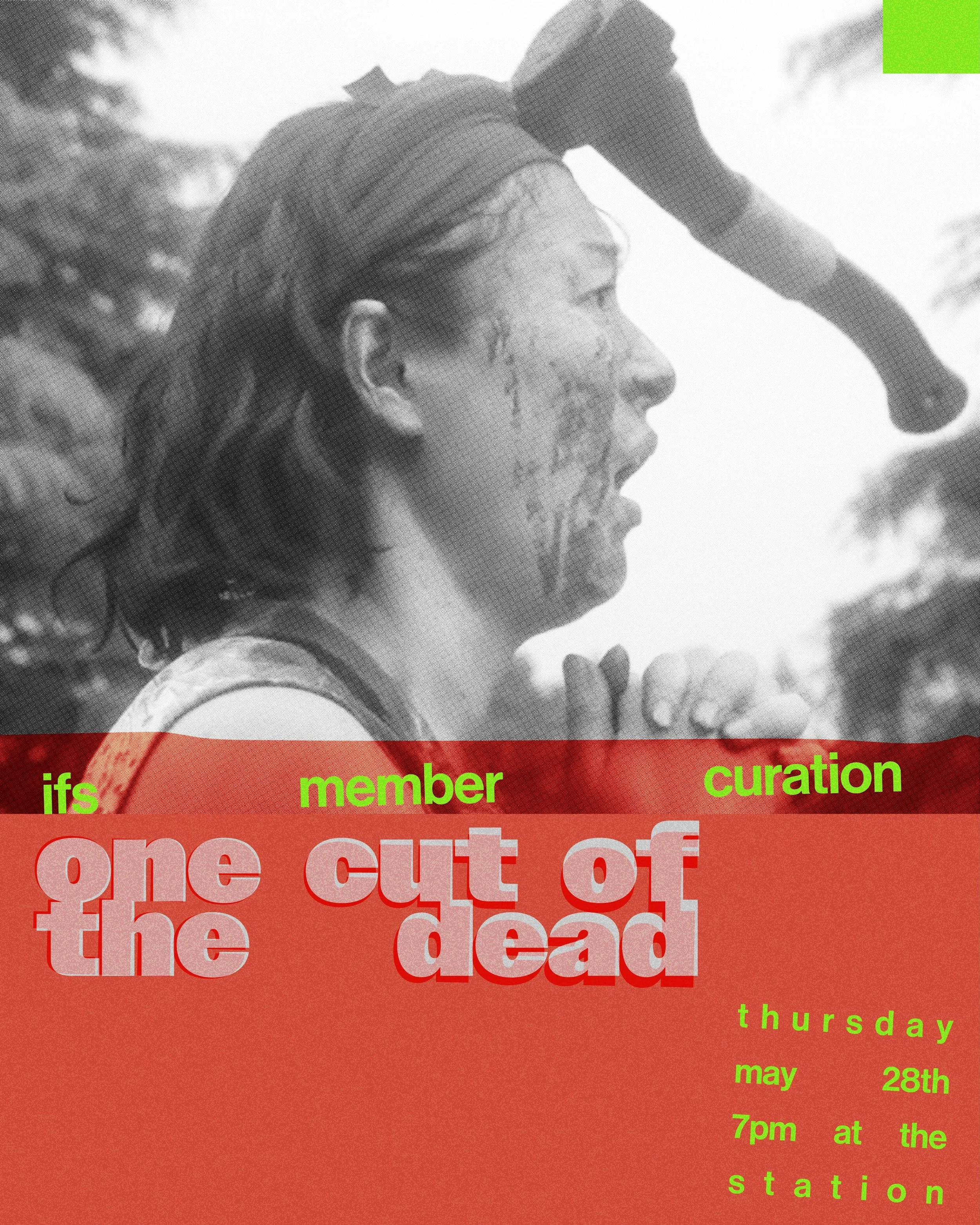 A week of obsession, possession, undead chaos, and longing glances! 

Thursday &mdash; One Cut of the Dead, Curated by IFS Member Sam
One of the most inventive horror comedies of the last decade. What starts as a scrappy zombie movie slowly mutates i