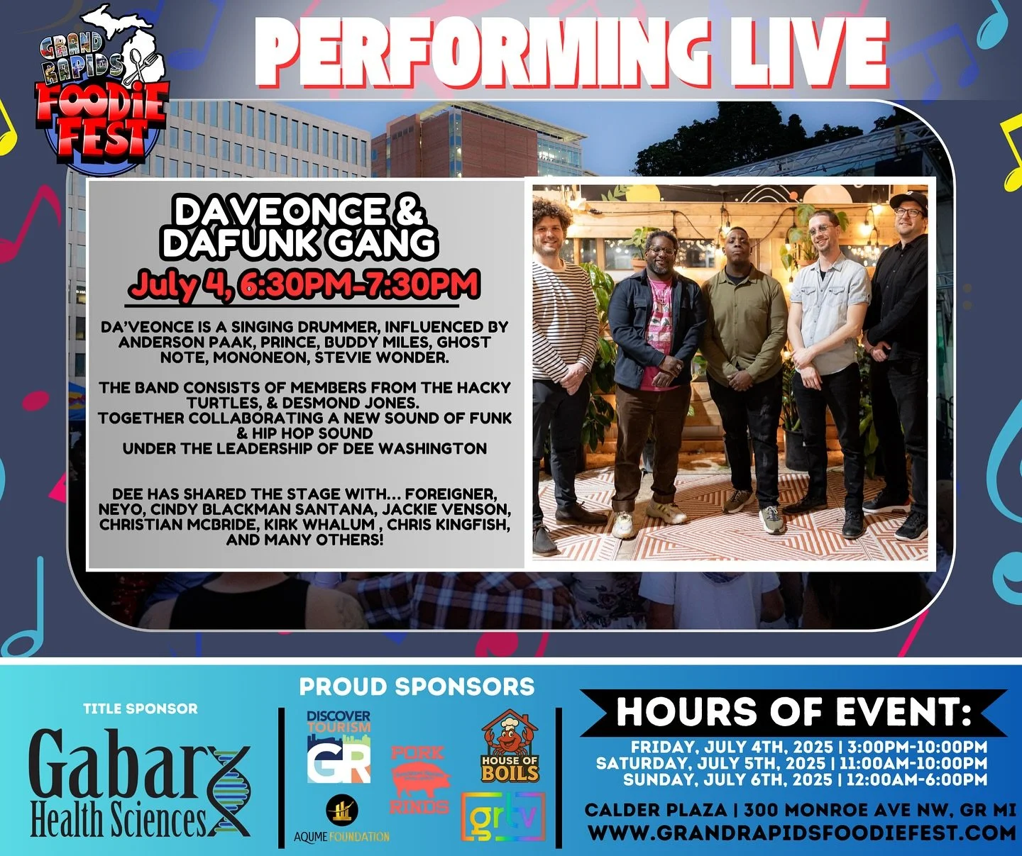 #GrandRapids On Friday, We’re Performing @grandrapidsfoodiefestt #doubbletap And Let’s Link Up!! 🙌🏽☀️🎶😎🎇
Upcoming Show Vibes!
7.11 - Funk Friday, 9 pm-12:30 am
@turnstilesgr
7.10 - @awright_1988 & The Great Let Go’s @py
