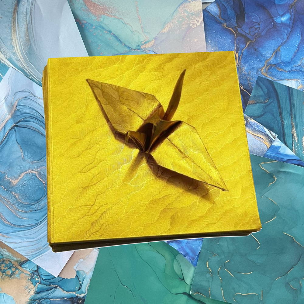 100 Gold Origami paper sheets paper pack