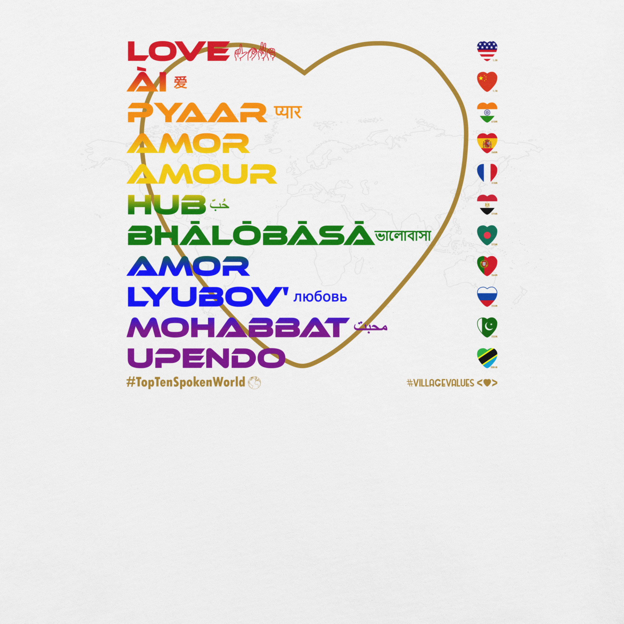 LOVE (Rainbow) | Top Ten Spoken (World) | Say ¿Qué? | Unisex T-shirt